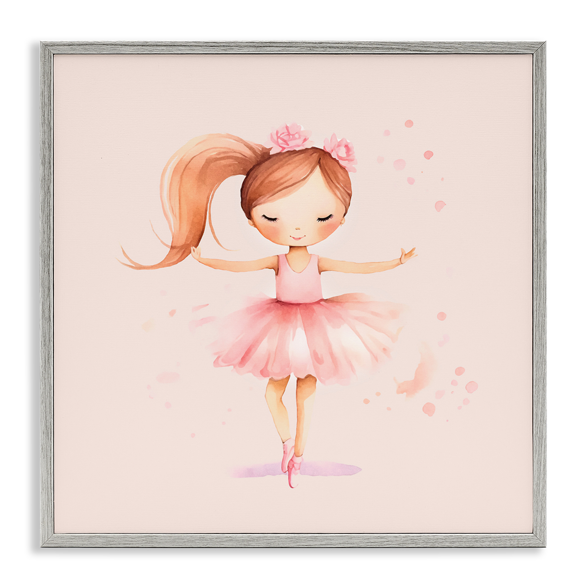 Stupell Industries Little Dancer Girl People Painting Gray Framed Art Print Wall Art, 12 x 12