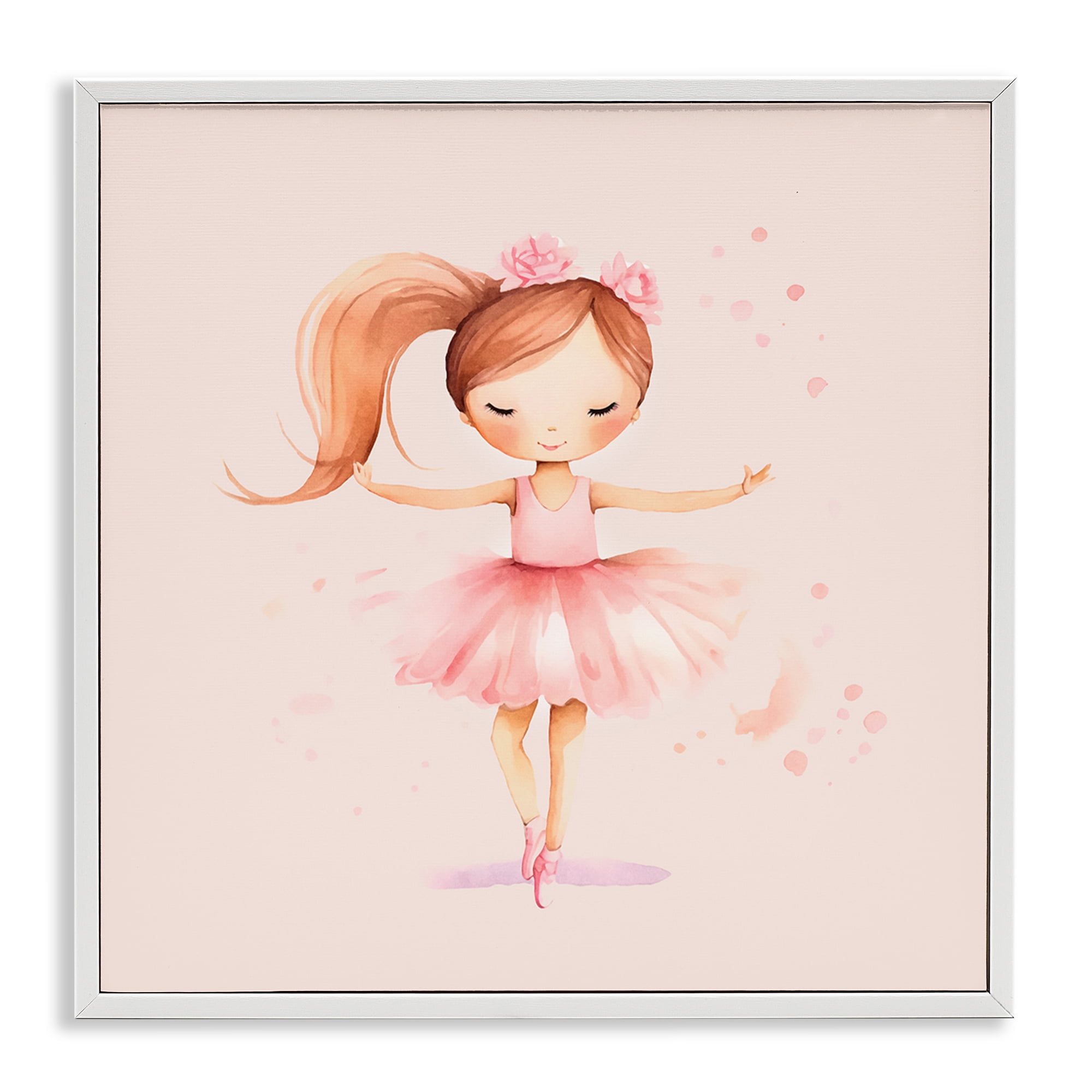 Stupell Industries Little Dancer Girl People Painting White Framed Art Print Wall Art, 24 x 24