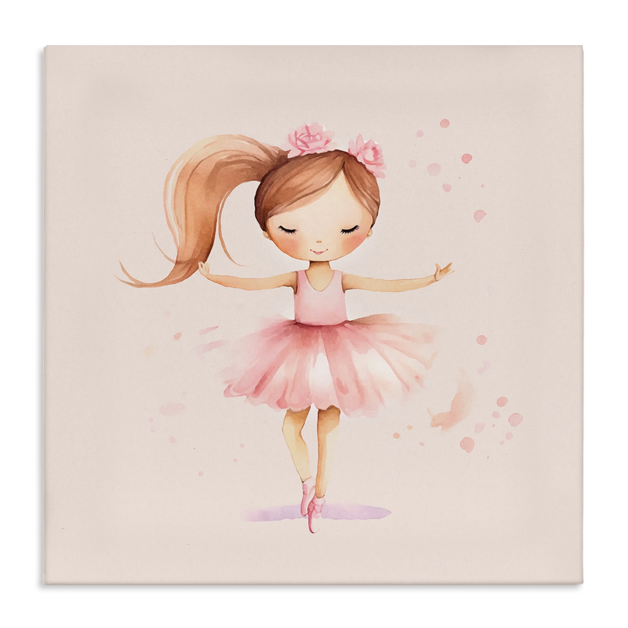 Stupell Industries Little Dancer Girl People Painting Wrapped Canvas Art Print Wall Art, 24 x 24