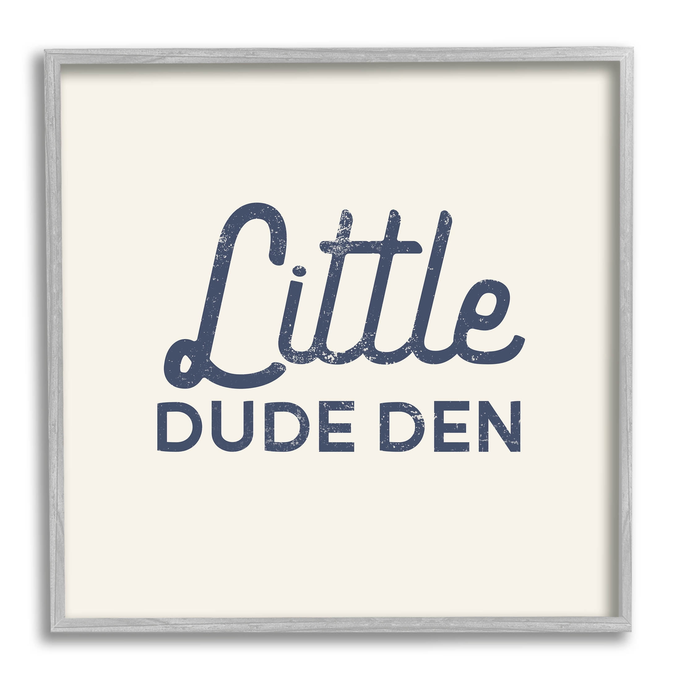 Stupell Industries Little Dude Den Sign Graphic Art Gray Framed Art Print Wall Art, Design by Lil' Rue