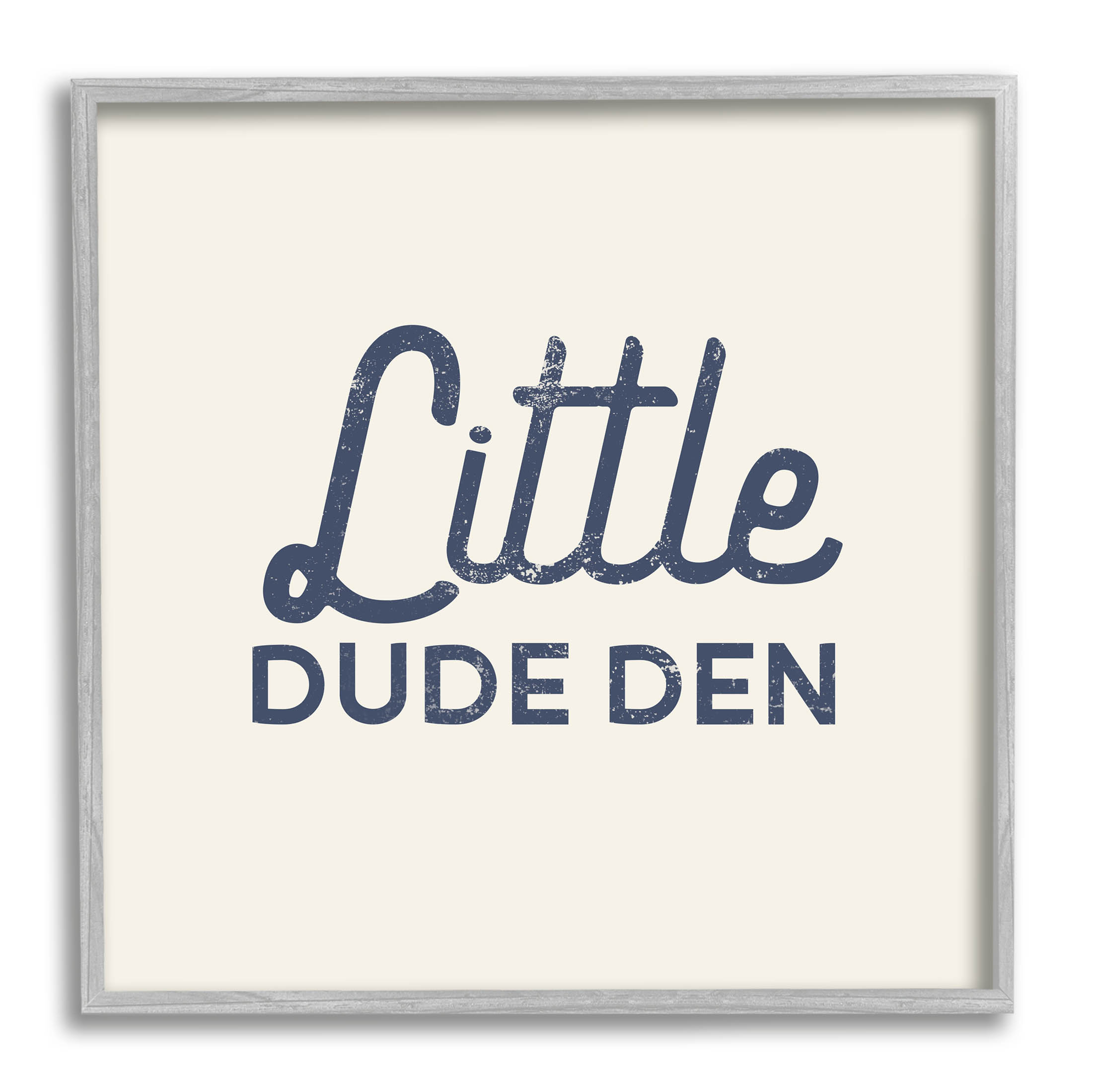 Stupell Industries Little Dude Den Sign Graphic Art Gray Framed Art Print Wall Art, Design by Lil' Rue