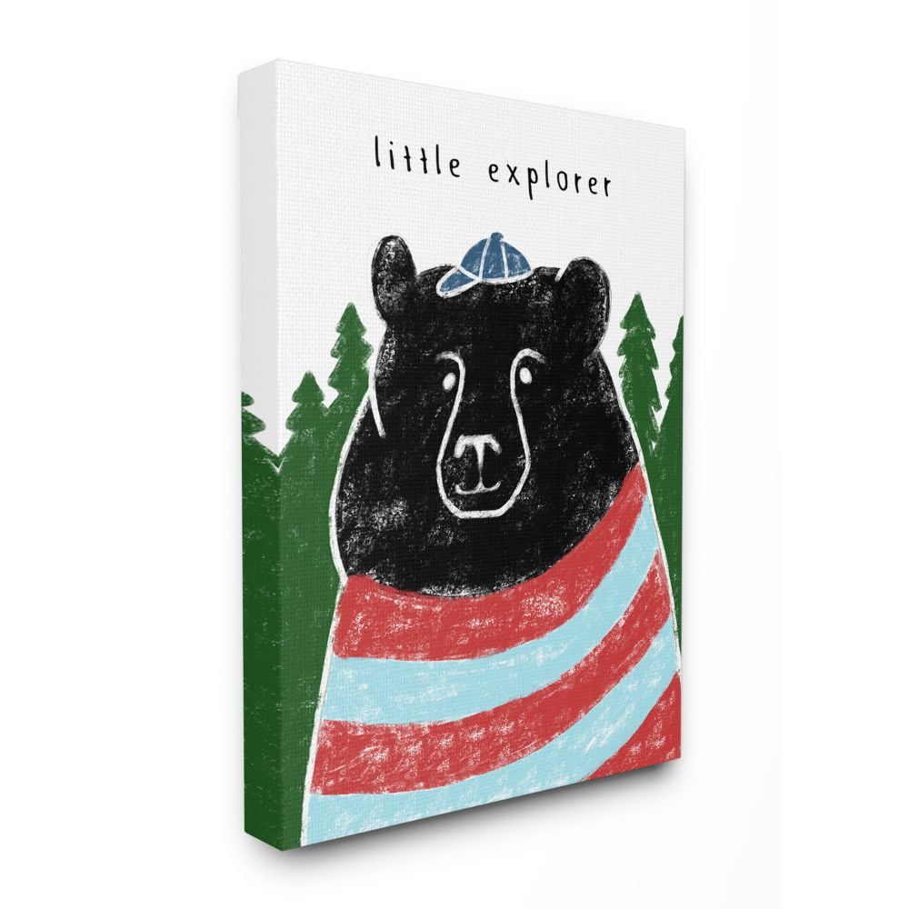 Stupell Industries Little Explorer Children's Black Bear Crayon Sketch Canvas Wall Art Design by Daphne Polselli, 36" x 48"