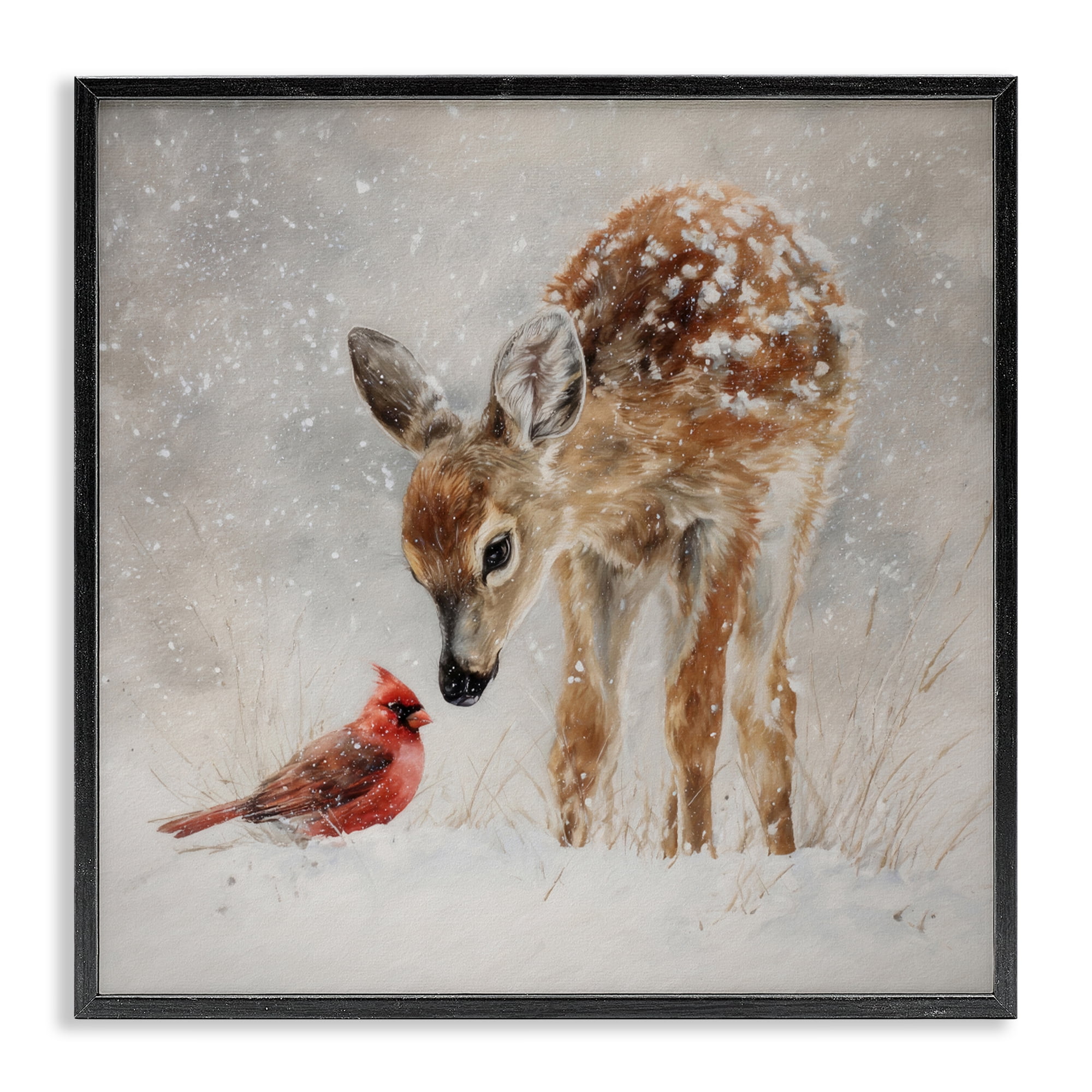 Stupell Industries Little Fawn & The Cardinal Black Framed Giclee Art, design by Tina LeCour