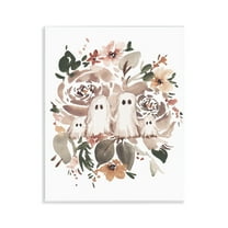 Stupell Industries Little Ghosts with Botanicals Holiday Painting Unframed Art Print Wall Art, 11 x 14