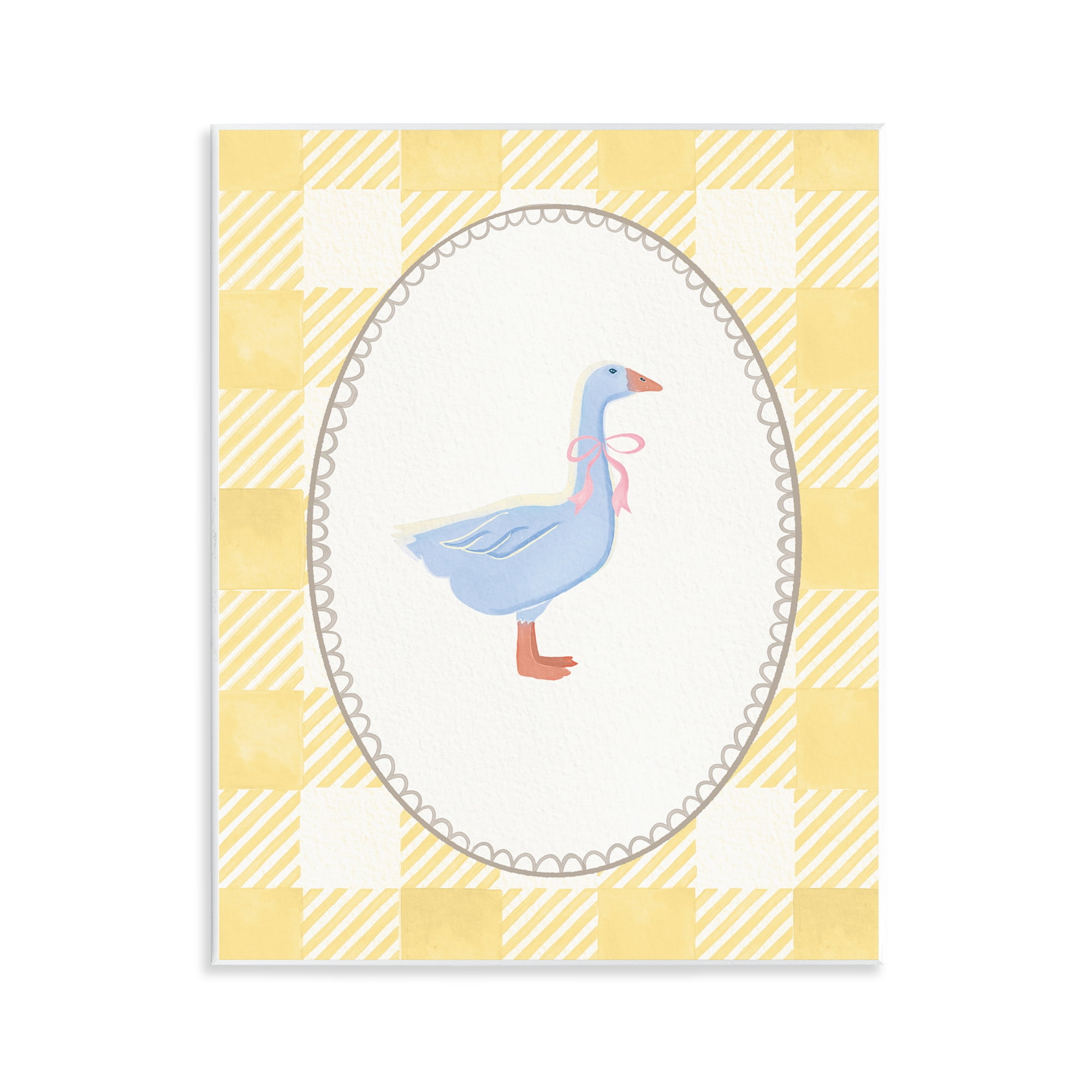 Stupell Industries Little Goose on Yellow Gingham Wall Plaque Art, design by The Paper Curator