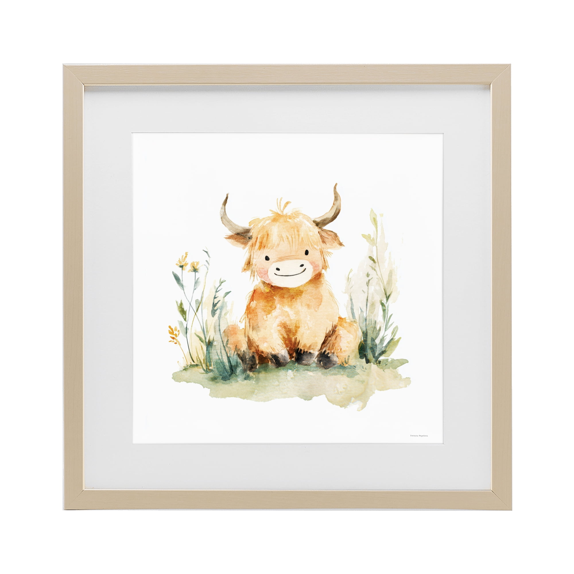 Stupell Industries Little Highland Calf Birch Framed Print Under Glass, design by Svetlana Aleynikova