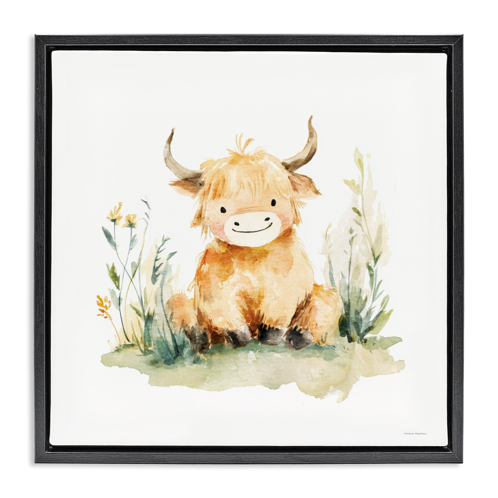 Stupell Industries Little Highland Calf Black Framed Floater Canvas Wall Art, design by Svetlana Aleynikova