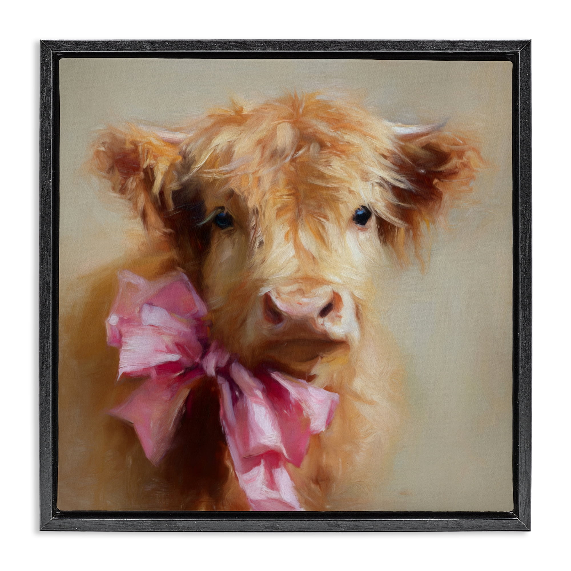Stupell Industries Little Highland Sweetheart Black Framed Floater Canvas Wall Art, design by Tina LeCour