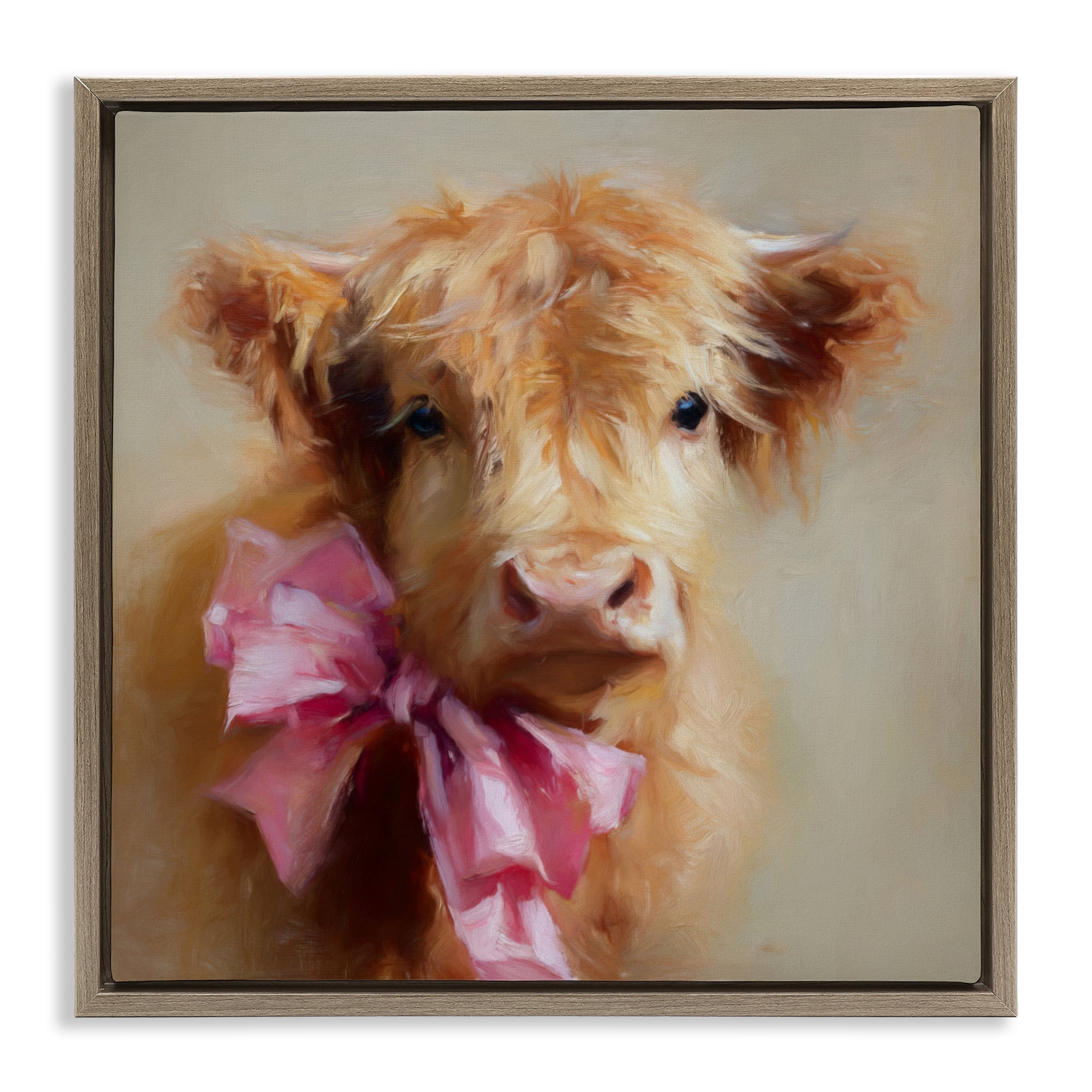 Stupell Industries Little Highland Sweetheart Brown Framed Floater Canvas Wall Art, design by Tina LeCour