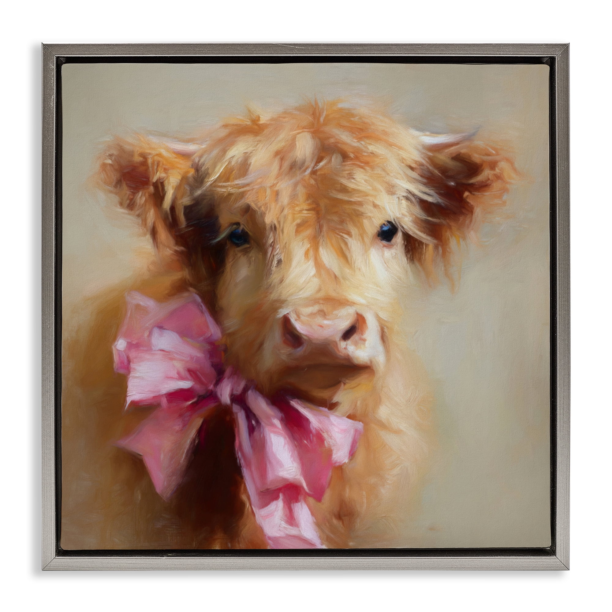 Stupell Industries Little Highland Sweetheart Gray Framed Floater Canvas Wall Art, design by Tina LeCour