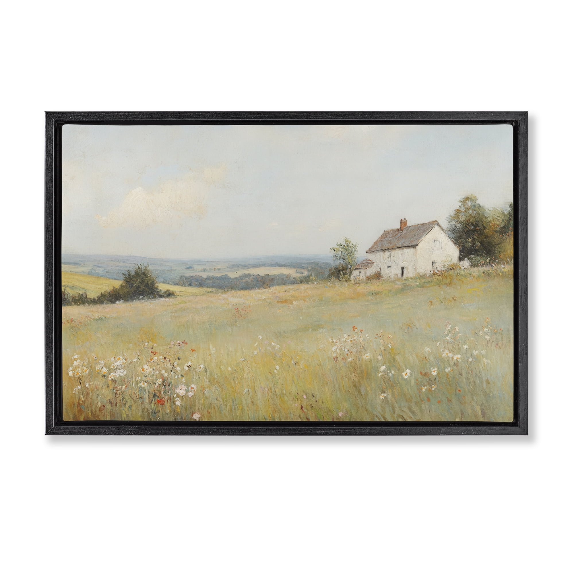 Stupell Industries Little House In The Prairie Black Framed Floater Canvas Wall Art, design by Petal Prints Design