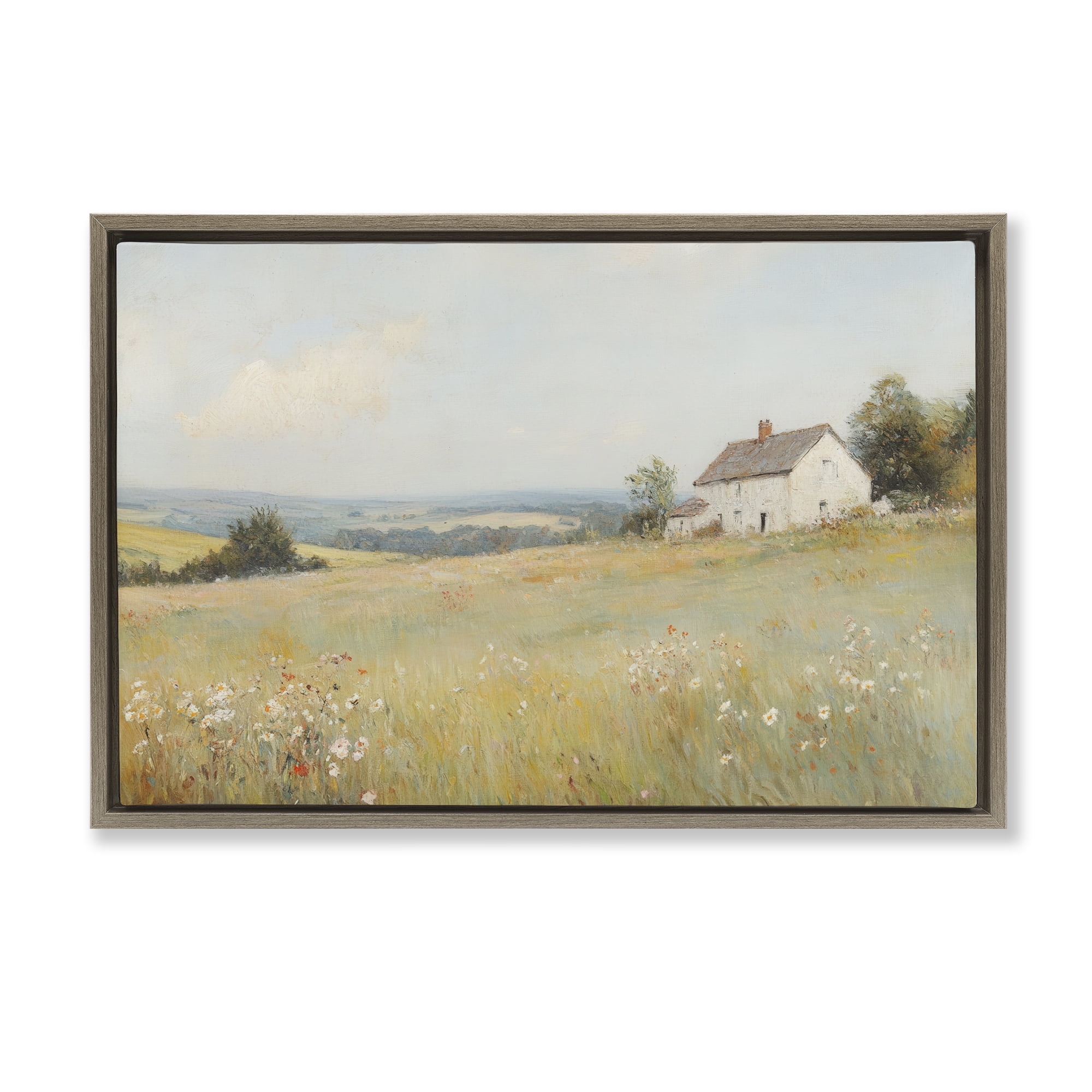 Stupell Industries Little House In The Prairie Brown Framed Floater Canvas Wall Art, design by Petal Prints Design