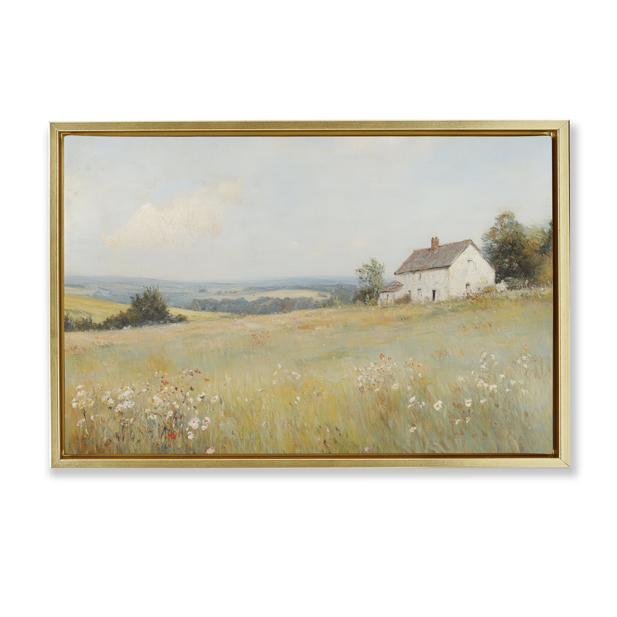 Stupell Industries Little House In The Prairie Gold Framed Floater Canvas Wall Art, design by Petal Prints Design