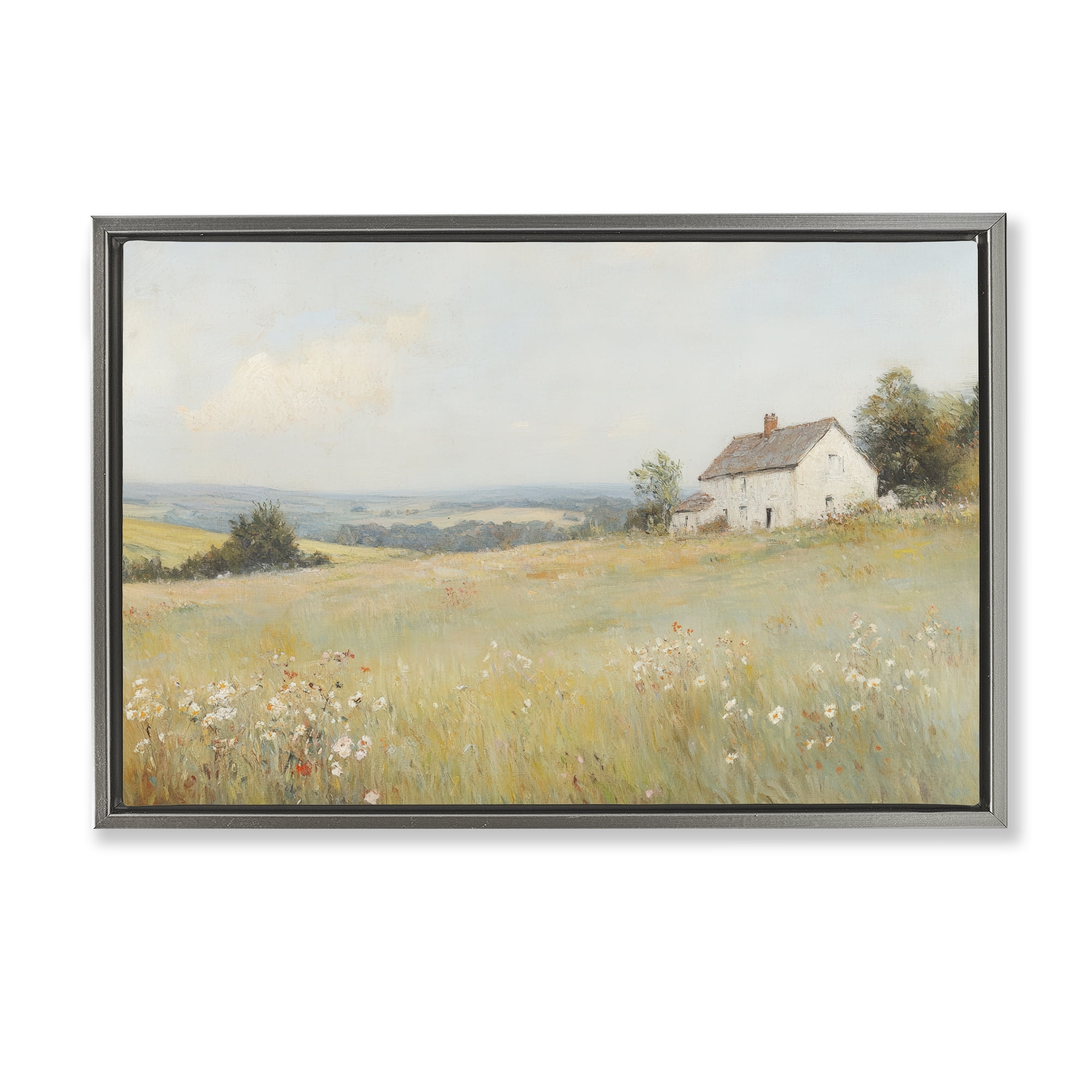 Stupell Industries Little House In The Prairie Gray Framed Floater Canvas Wall Art, design by Petal Prints Design