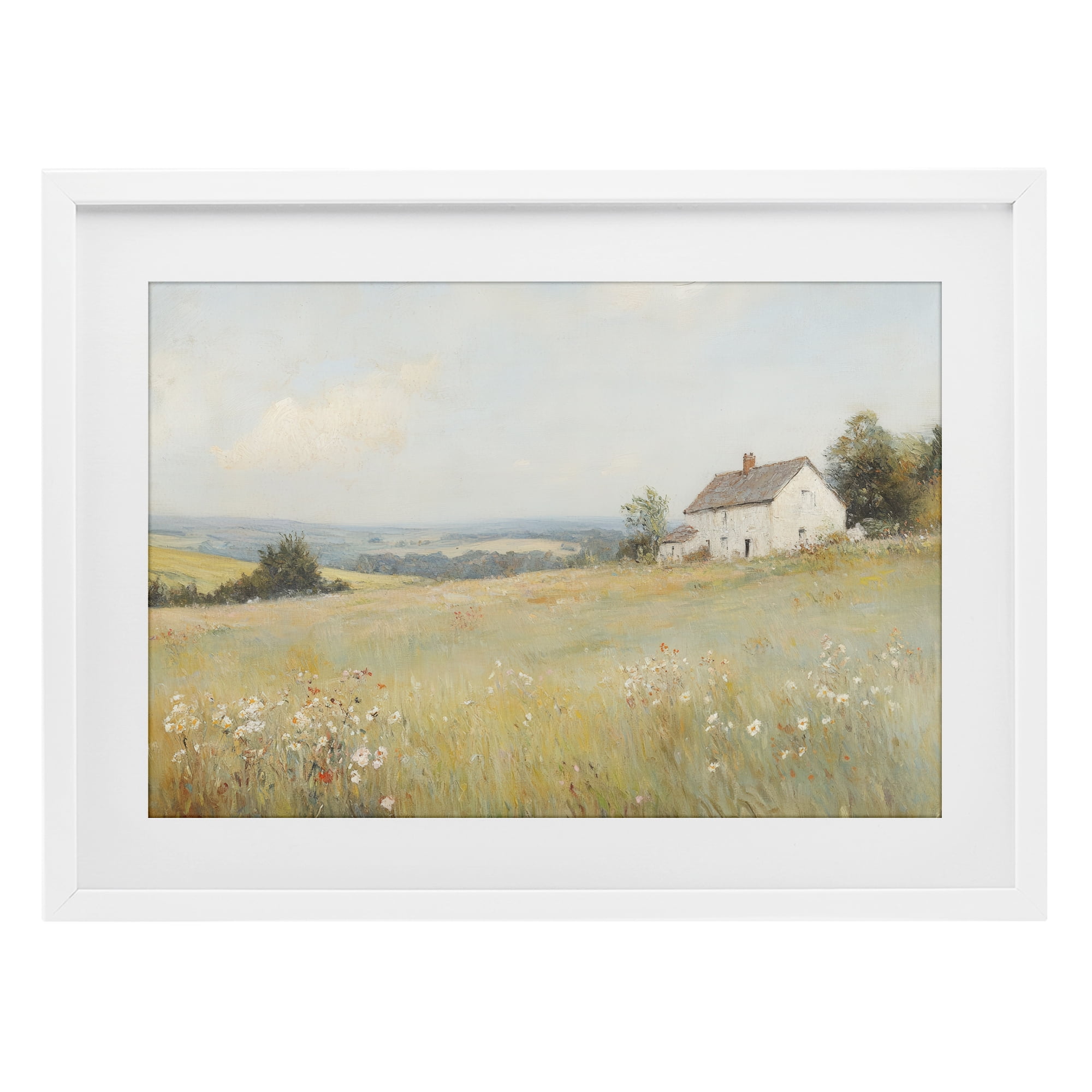 Stupell Industries Little House In The Prairie White Framed Print Under Glass, design by Petal Prints Design