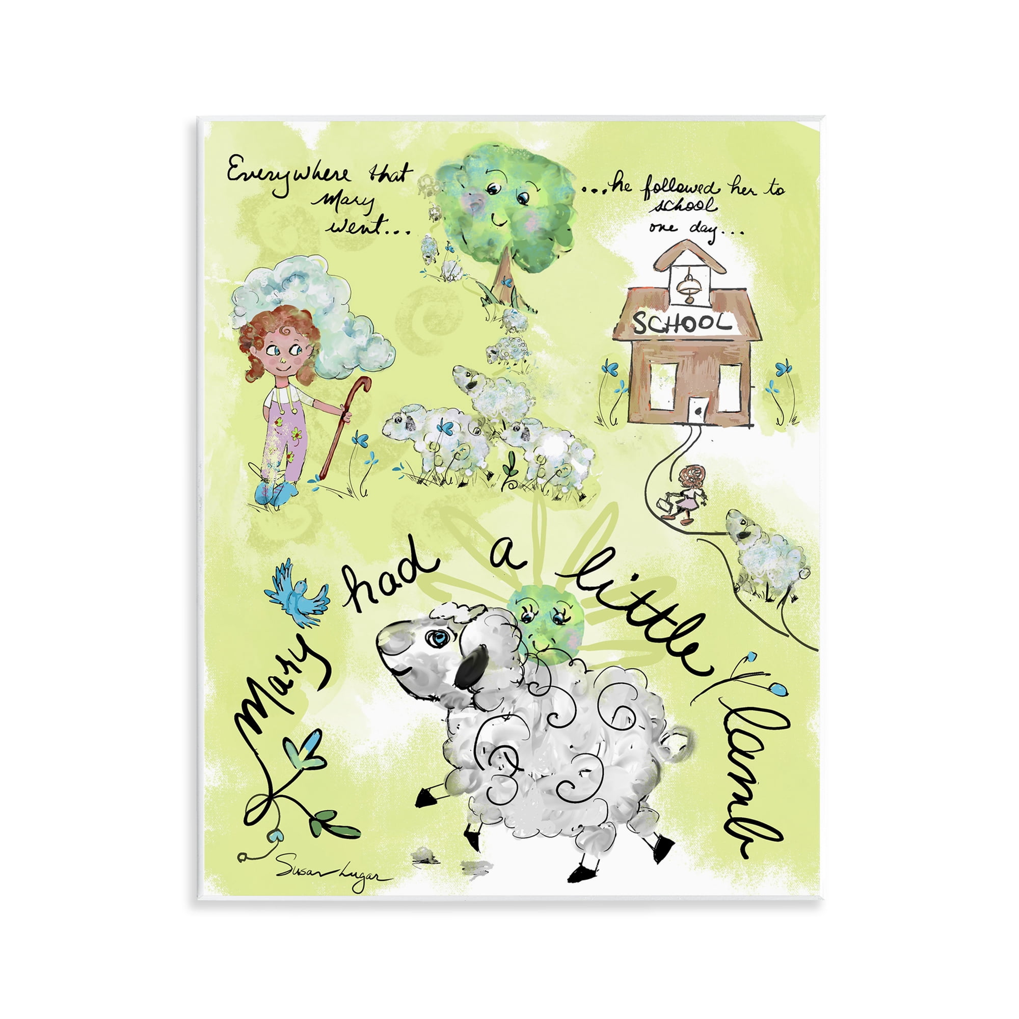 Stupell Industries Little Lamb Nursery Rhyme Wall Plaque Art, design by ...