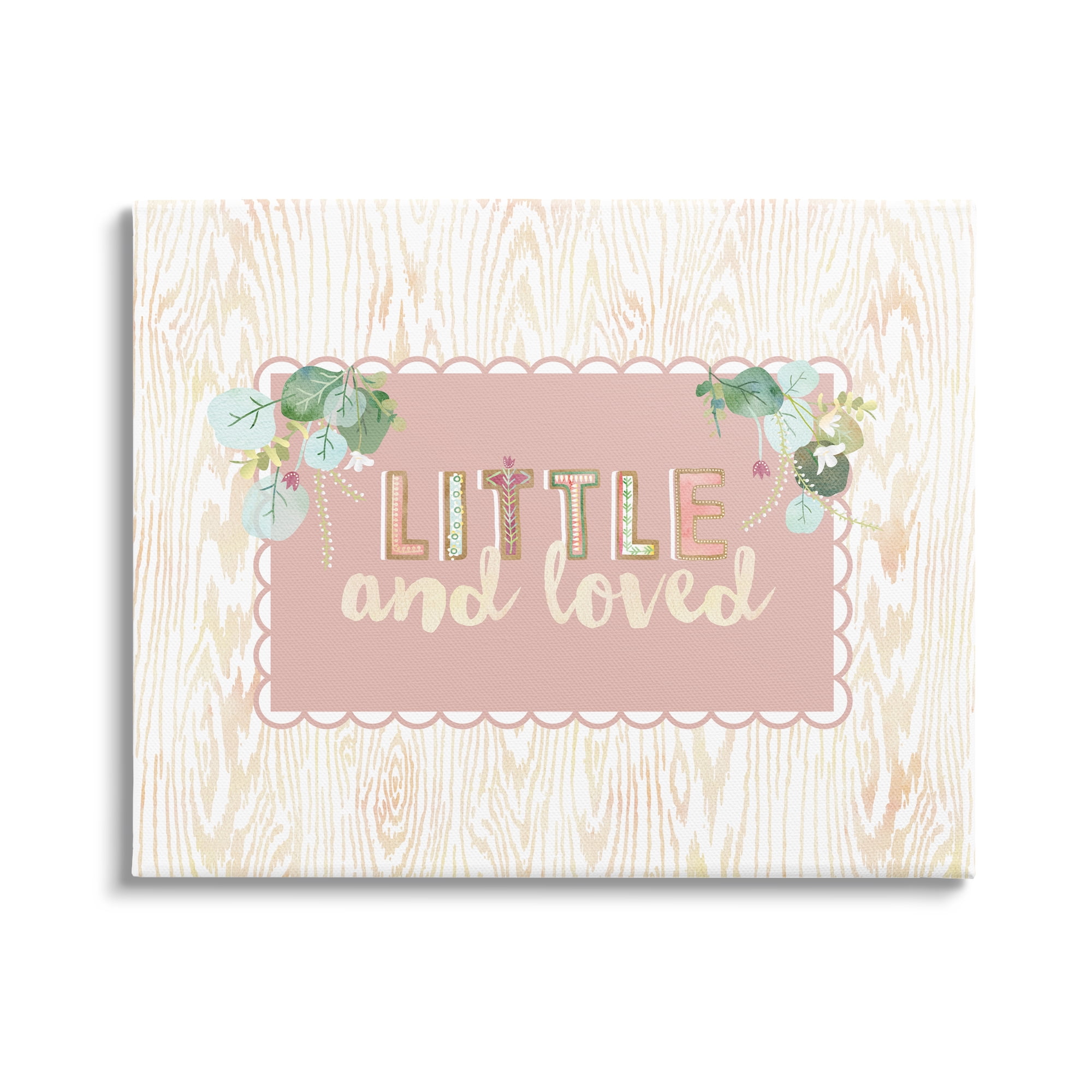 Stupell Industries Little & Loved Phrase Botanical & Floral Painting Gallery Wrapped Canvas Print Wall Art, 20 x 16