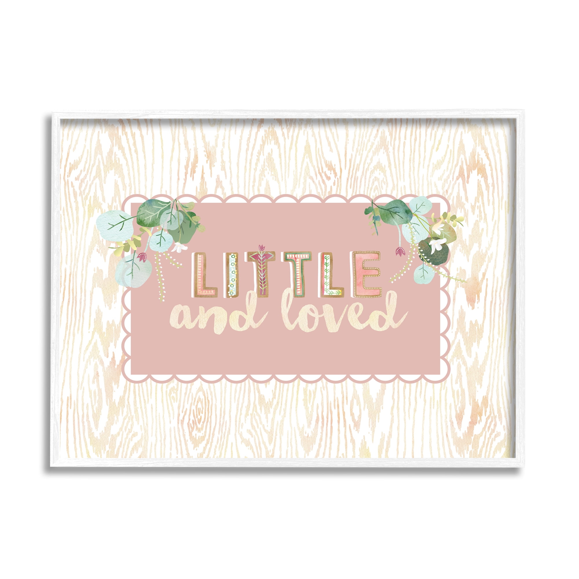 Stupell Industries Little & Loved Phrase Botanical & Floral Painting White Framed Art Print Wall Art, 14 x 11