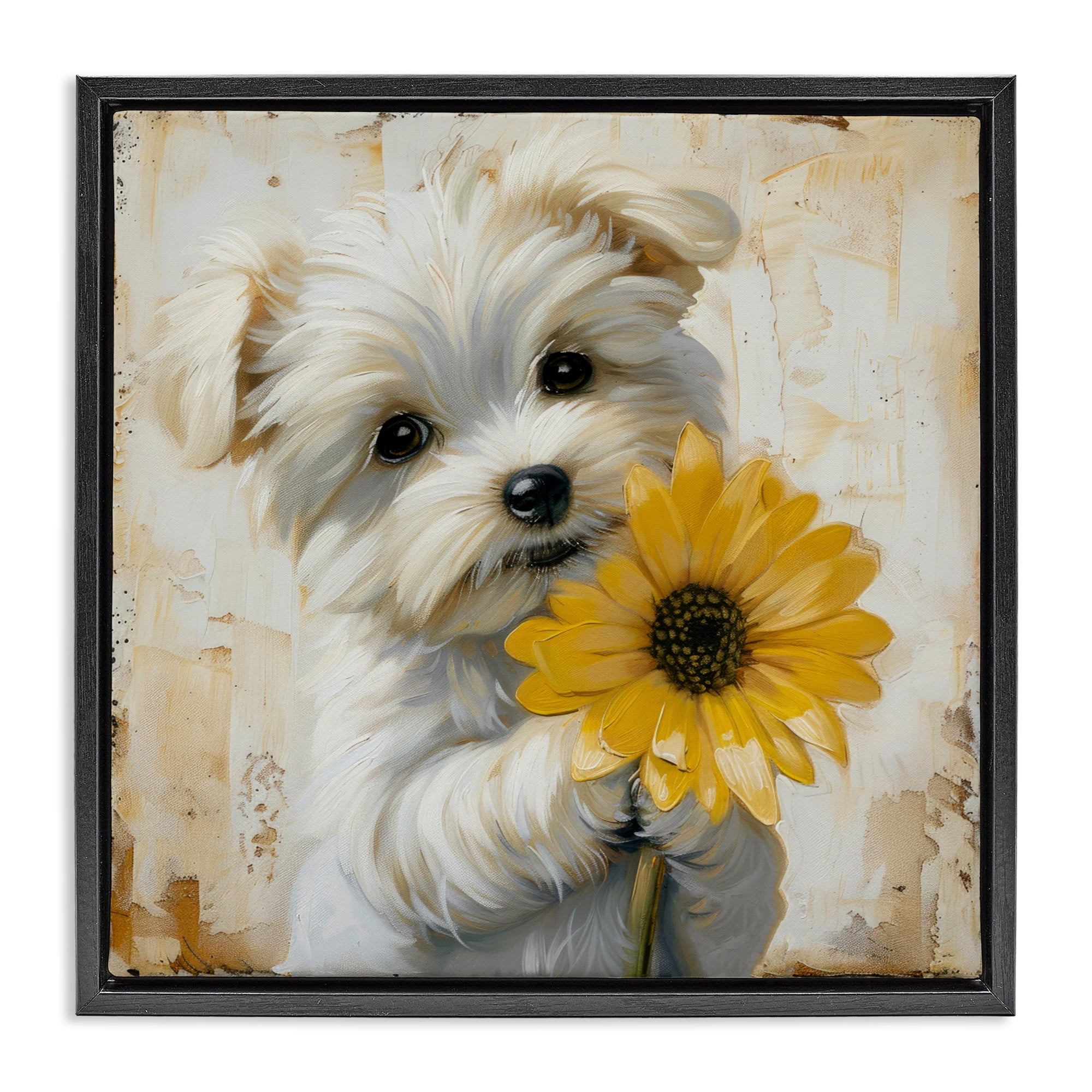 Stupell Industries Little Lucky Puppy Black Framed Floater Canvas Wall Art, design by Tina LeCour