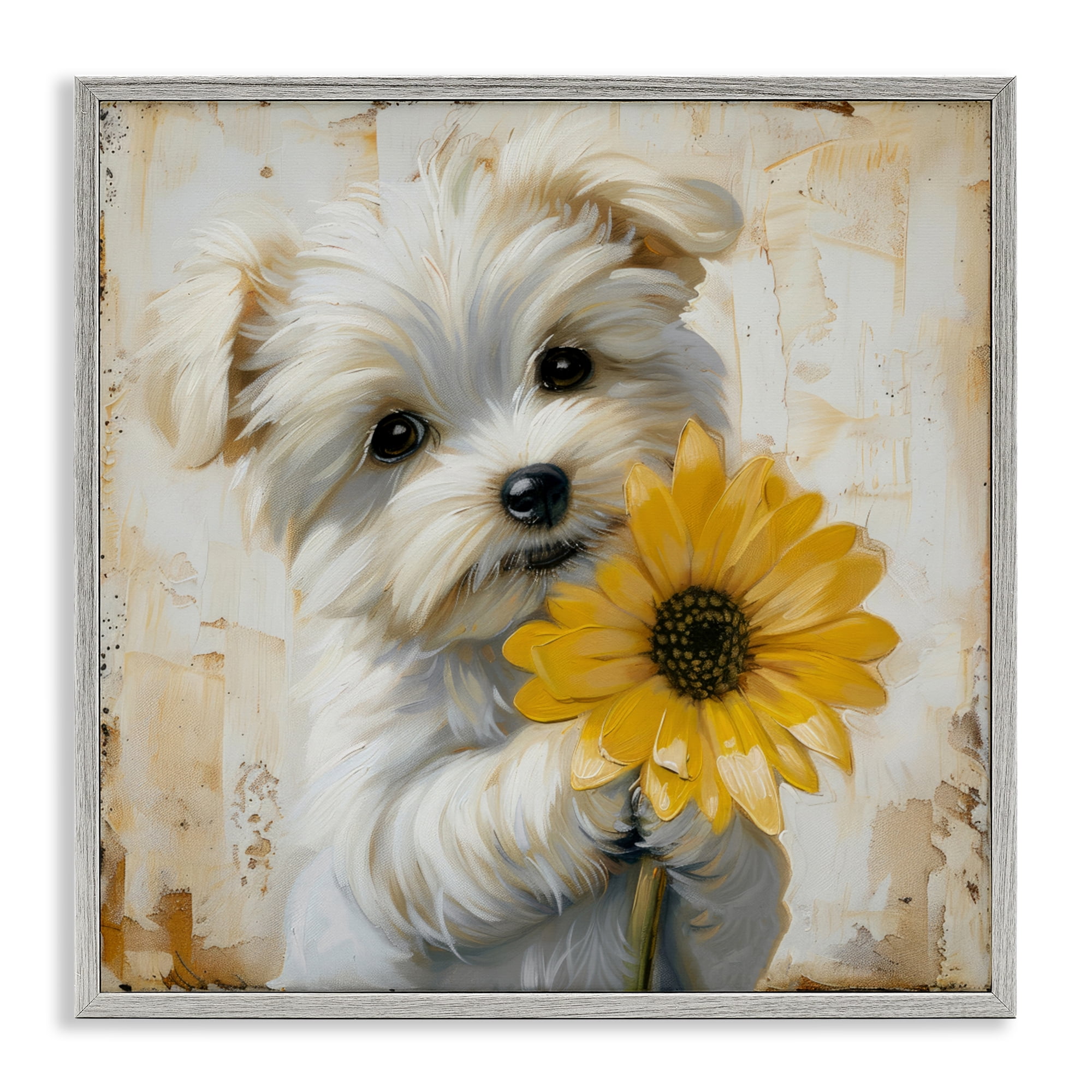 Stupell Industries Little Lucky Puppy Gray Framed Giclee Art, design by Tina LeCour