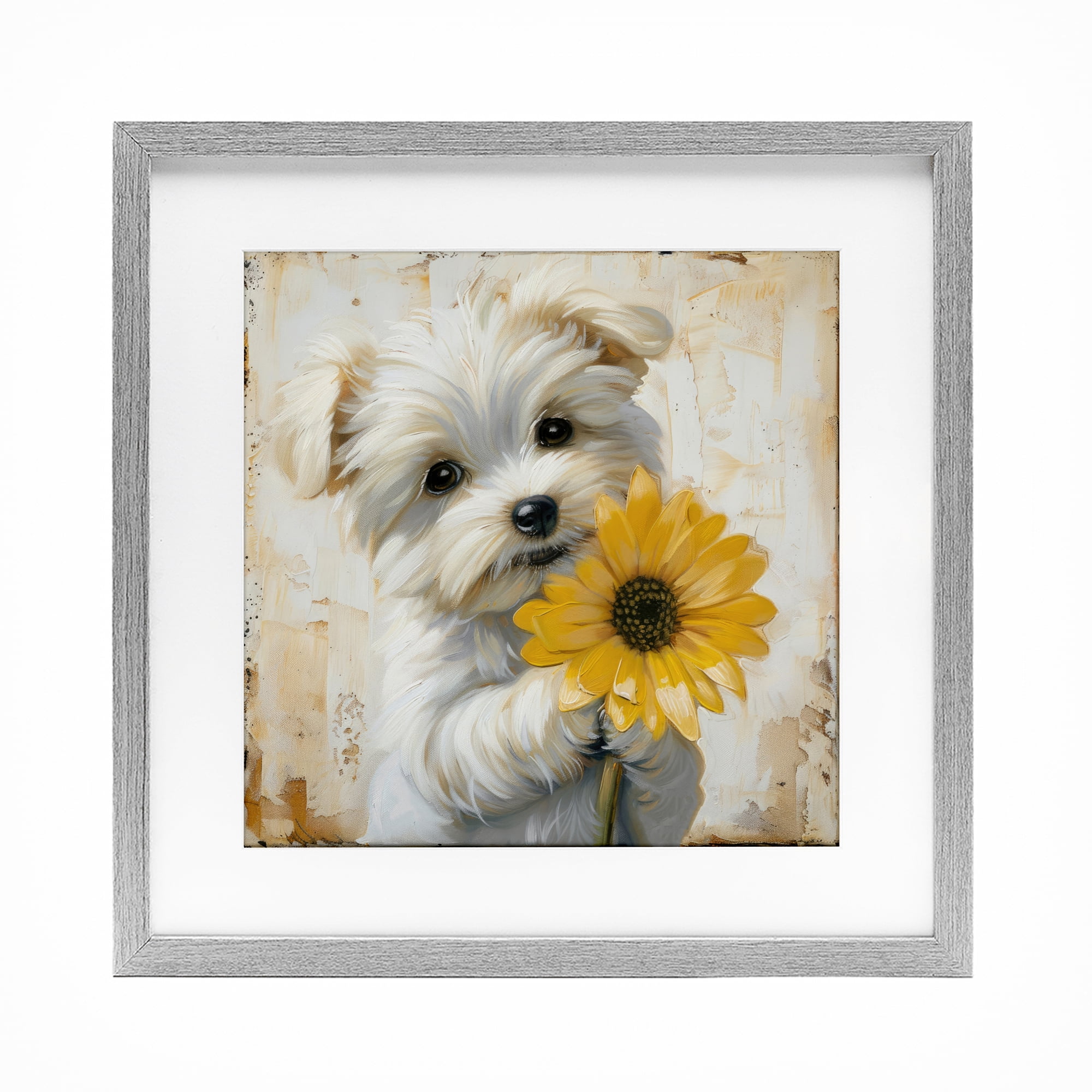 Stupell Industries Little Lucky Puppy Gray Framed Print Under Glass, design by Tina LeCour