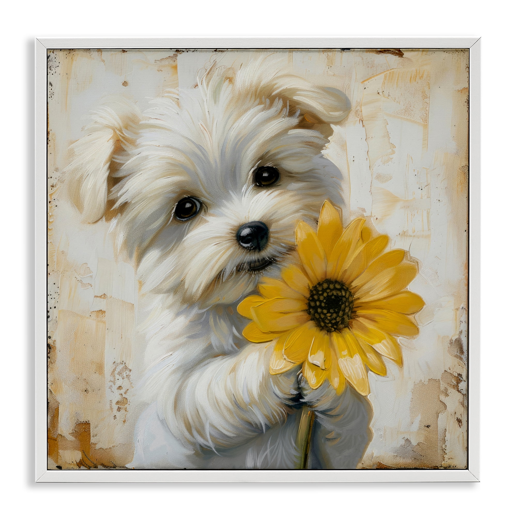 Stupell Industries Little Lucky Puppy White Framed Giclee Art, design by Tina LeCour