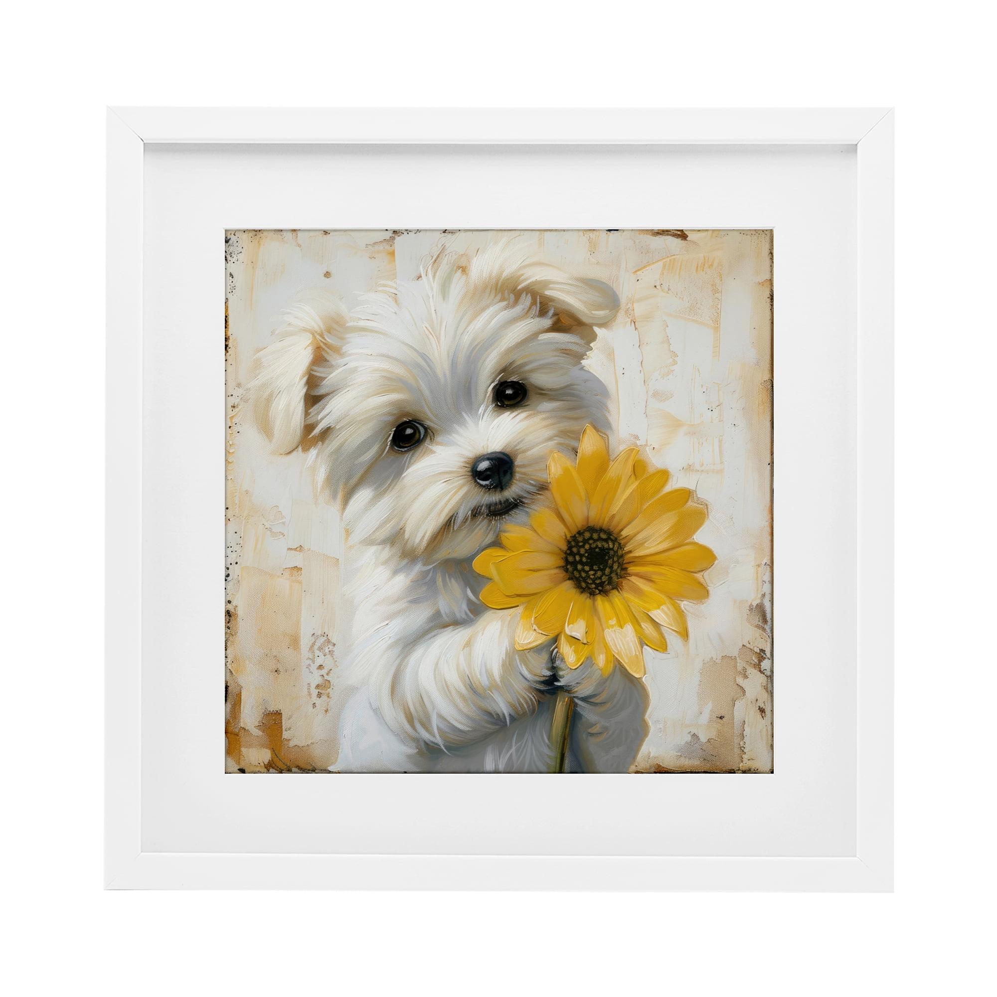 Stupell Industries Little Lucky Puppy White Framed Print Under Glass, design by Tina LeCour