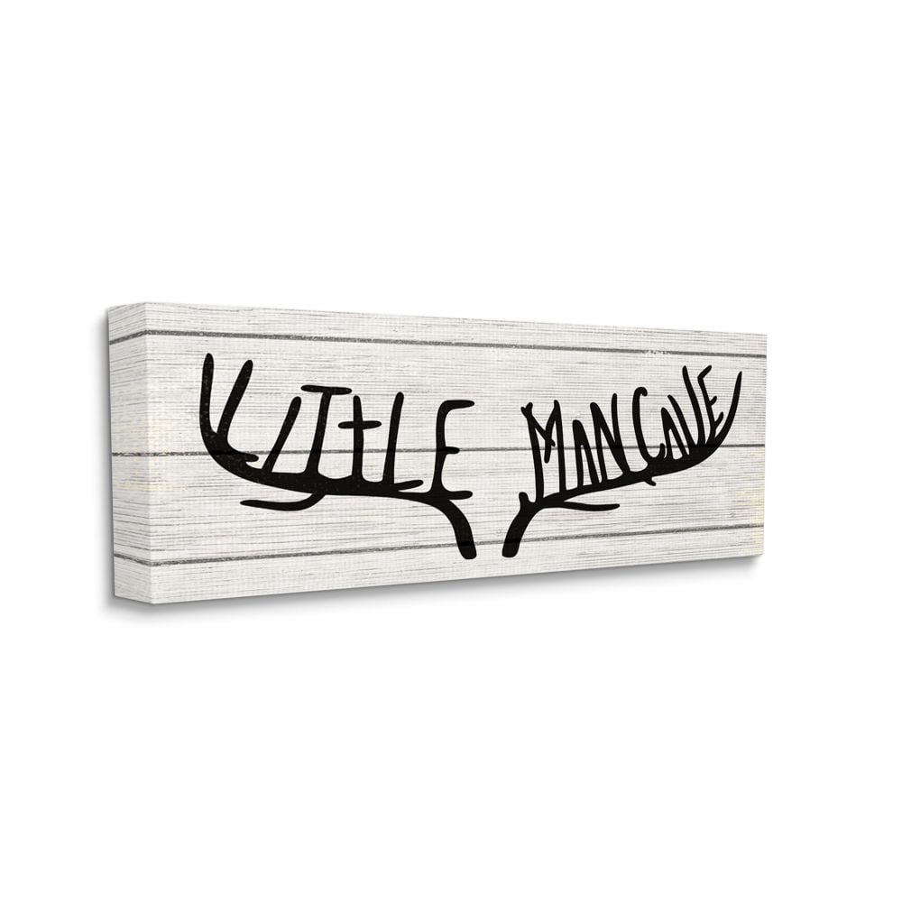Stupell Industries Little Man Cave Black And White Wood Texture Design Canvas Wall Art by Daphne Polselli