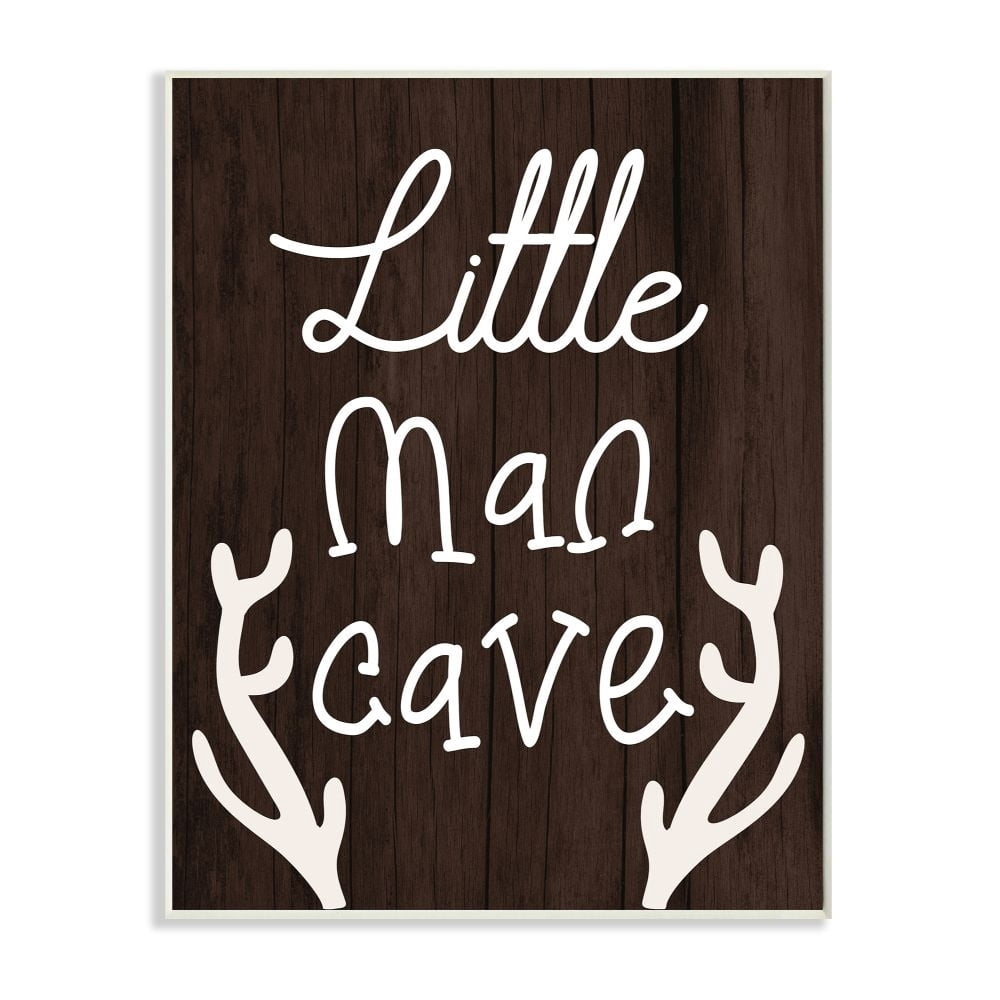 Stupell Industries Little Man Cave Boy's Rustic Room Sign Brown Wall Plaque Design by Daphne Polselli