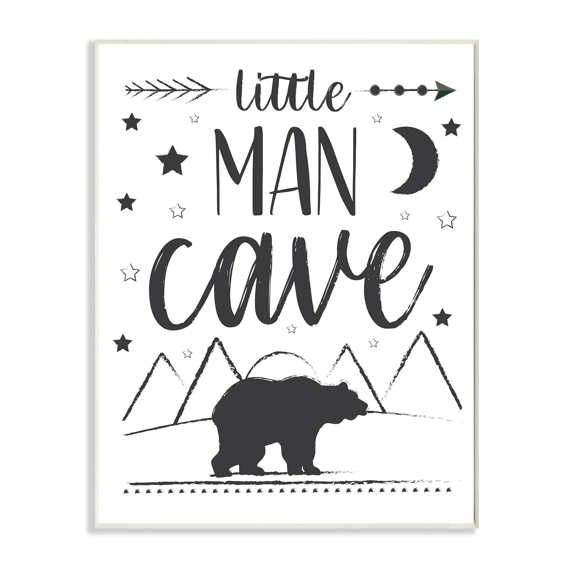 Stupell Industries Little Man Cave Phrase Black Bear Starry Night Animals & Insects Painting Unframed Art Print Wall Art, 13 x 19
