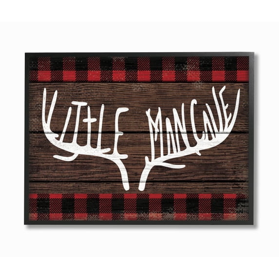 Stupell Industries Little Man Cave Red Plaid Wood Texture Design Framed Wall Art by Daphne Polselli