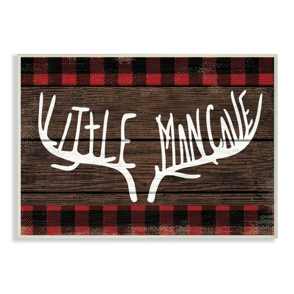 Stupell Industries Little Man Cave Red Plaid Wood Texture Design Wall Plaque by Daphne Polselli