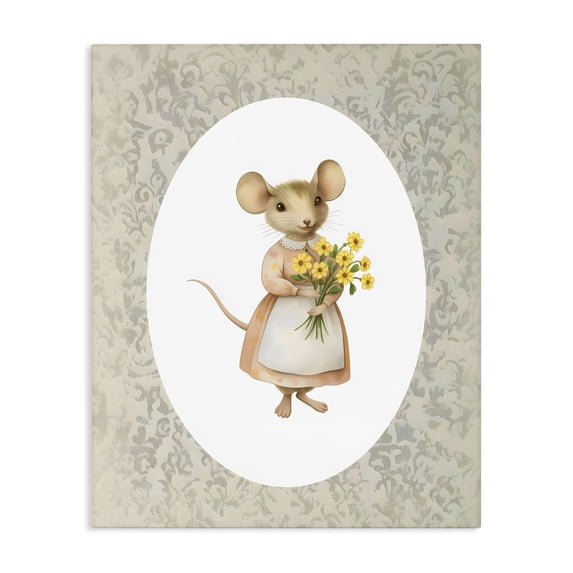 Stupell Industries Cottage Little Mouse with Flowers Canvas Art, 16 x 20, by Arlington Prints