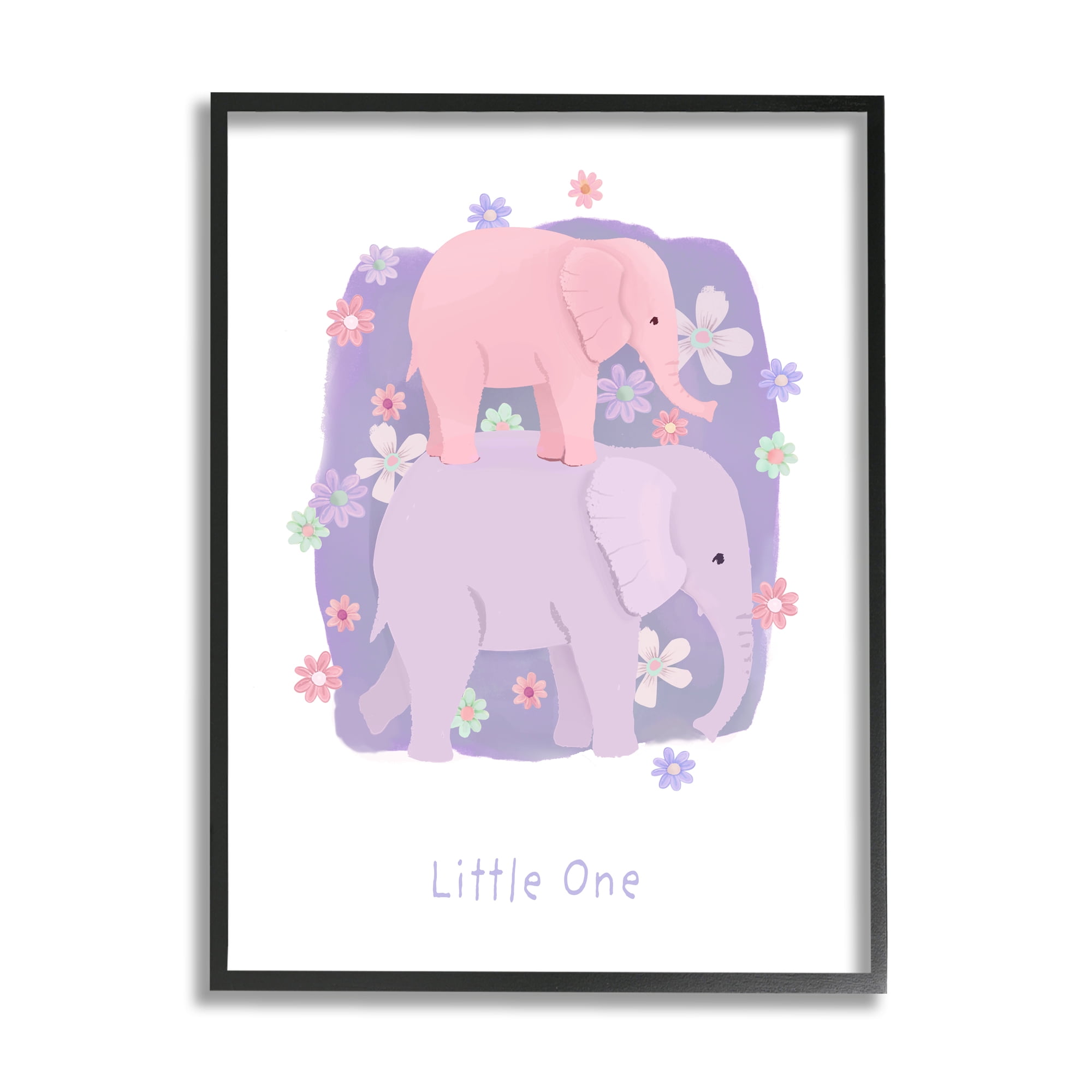 Stupell Industries Little One Baby Elephant Animals & Insects Painting Black Framed Art Print Wall Art, 16 x 20