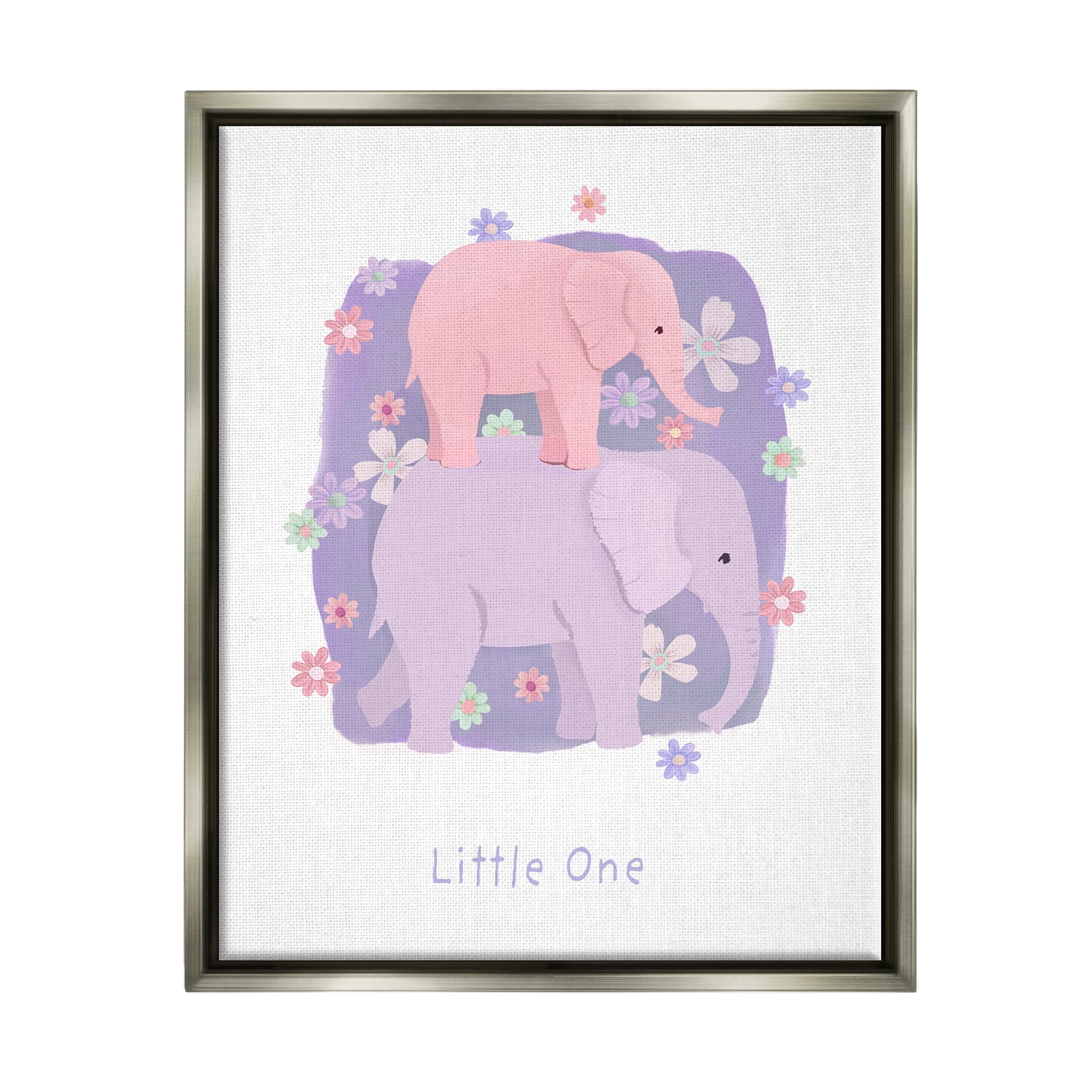 Stupell Industries Little One Baby Elephant Animals & Insects Painting Gray Floater Framed Art Print Wall Art, 25 x 31