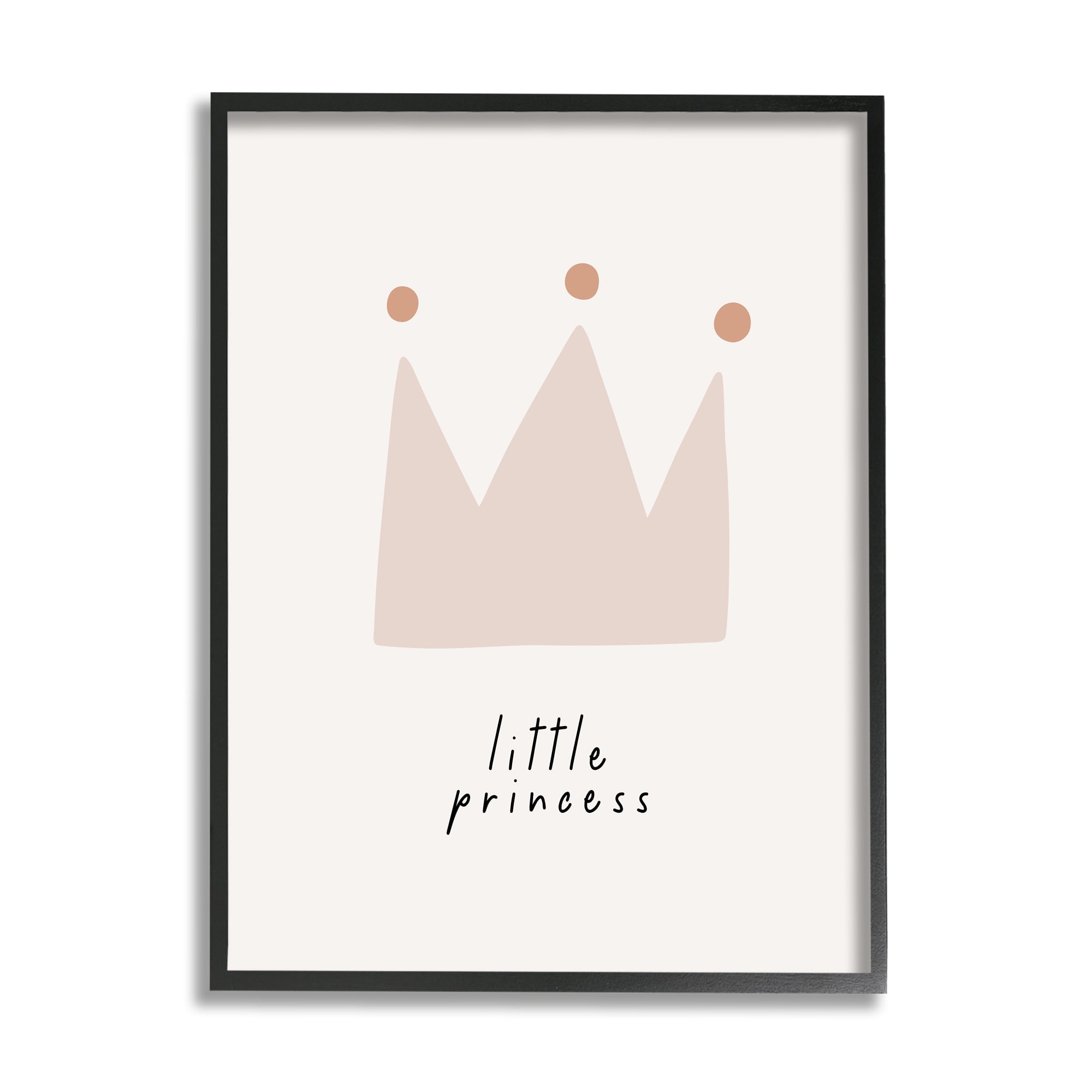 Stupell Industries Little Princess Crown Inspirational Painting Black Framed Art Print Wall Art, 24 x 30