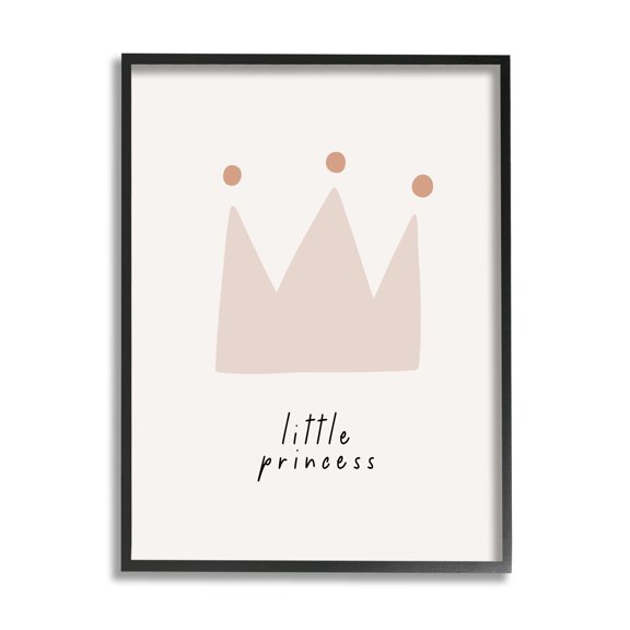 Stupell Industries Little Princess Crown Inspirational Painting Black Framed Art Print Wall Art, 24 x 30