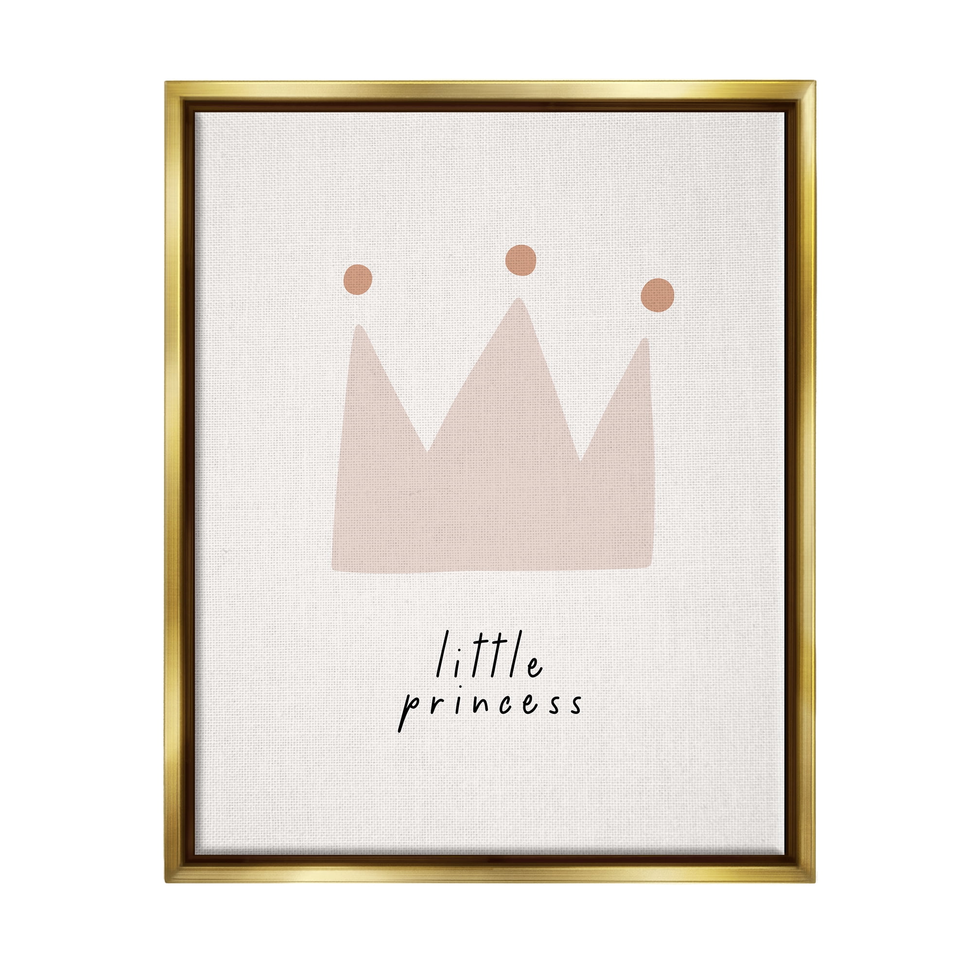 Stupell Industries Little Princess Crown Inspirational Painting Gold Floater Framed Art Print Wall Art, 17 x 21