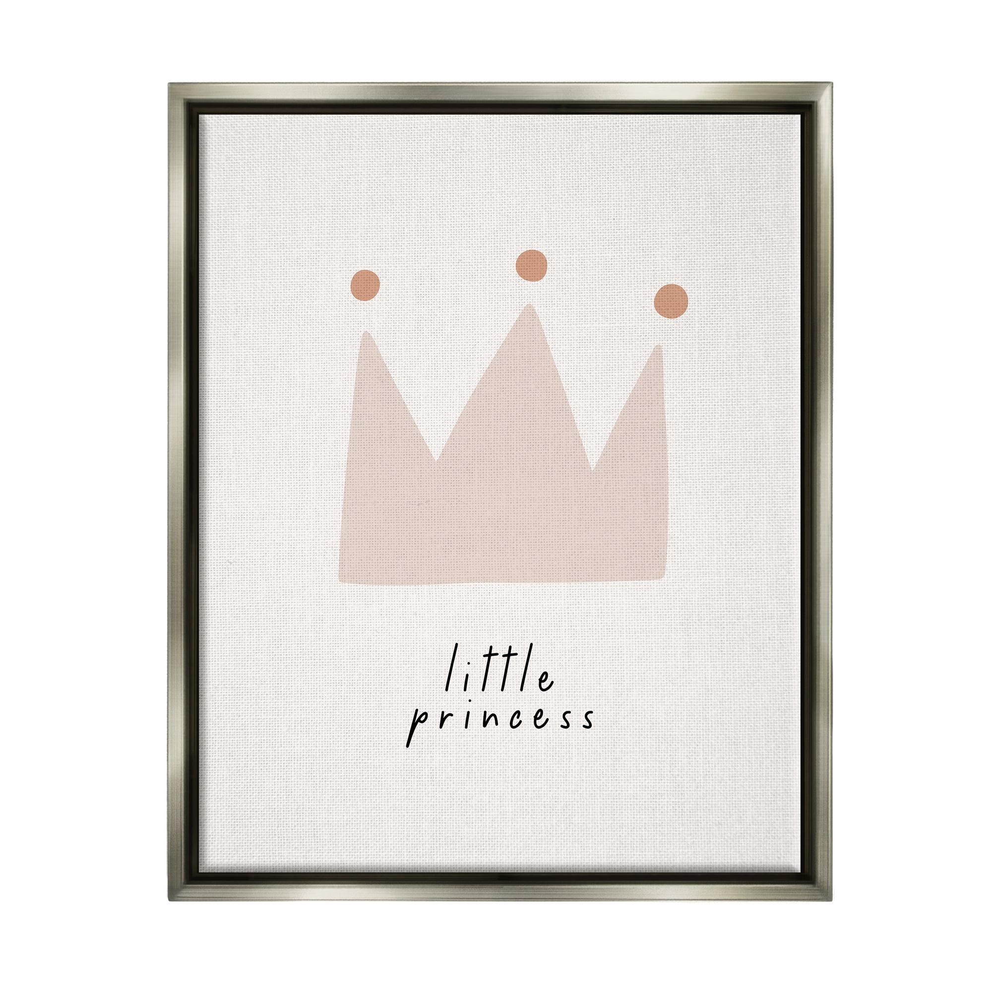 Stupell Industries Little Princess Crown Inspirational Painting Gray Floater Framed Art Print Wall Art, 25 x 31