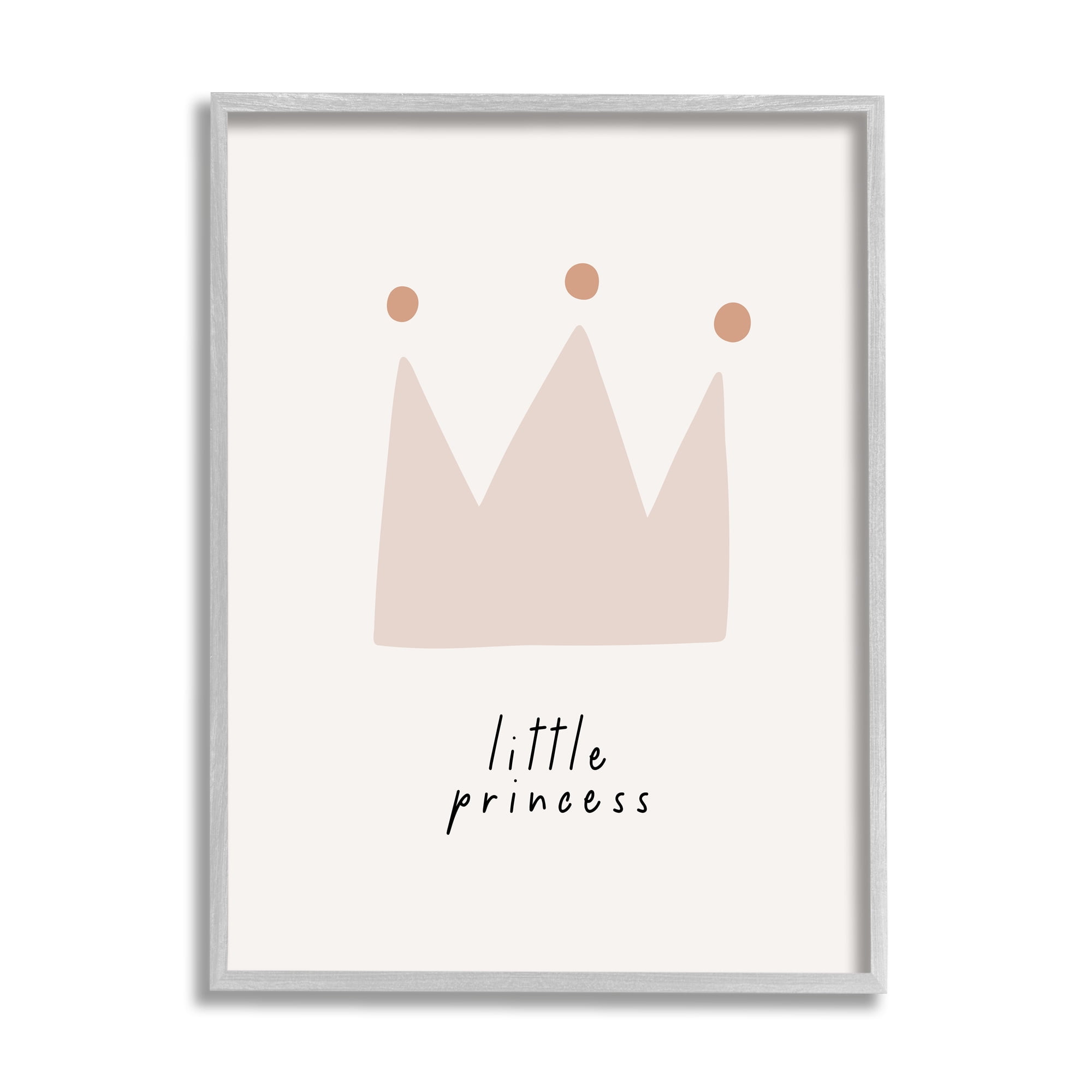 Stupell Industries Little Princess Crown Inspirational Painting Gray Framed Art Print Wall Art, 16 x 20
