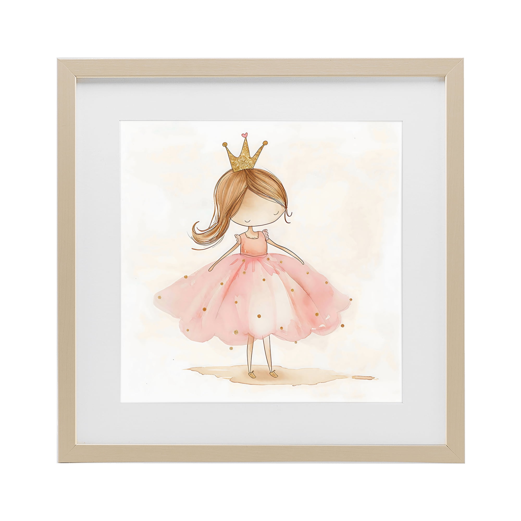 Stupell Industries Little Princess with Crown Birch Framed Print Under Glass, design by Creative Studio