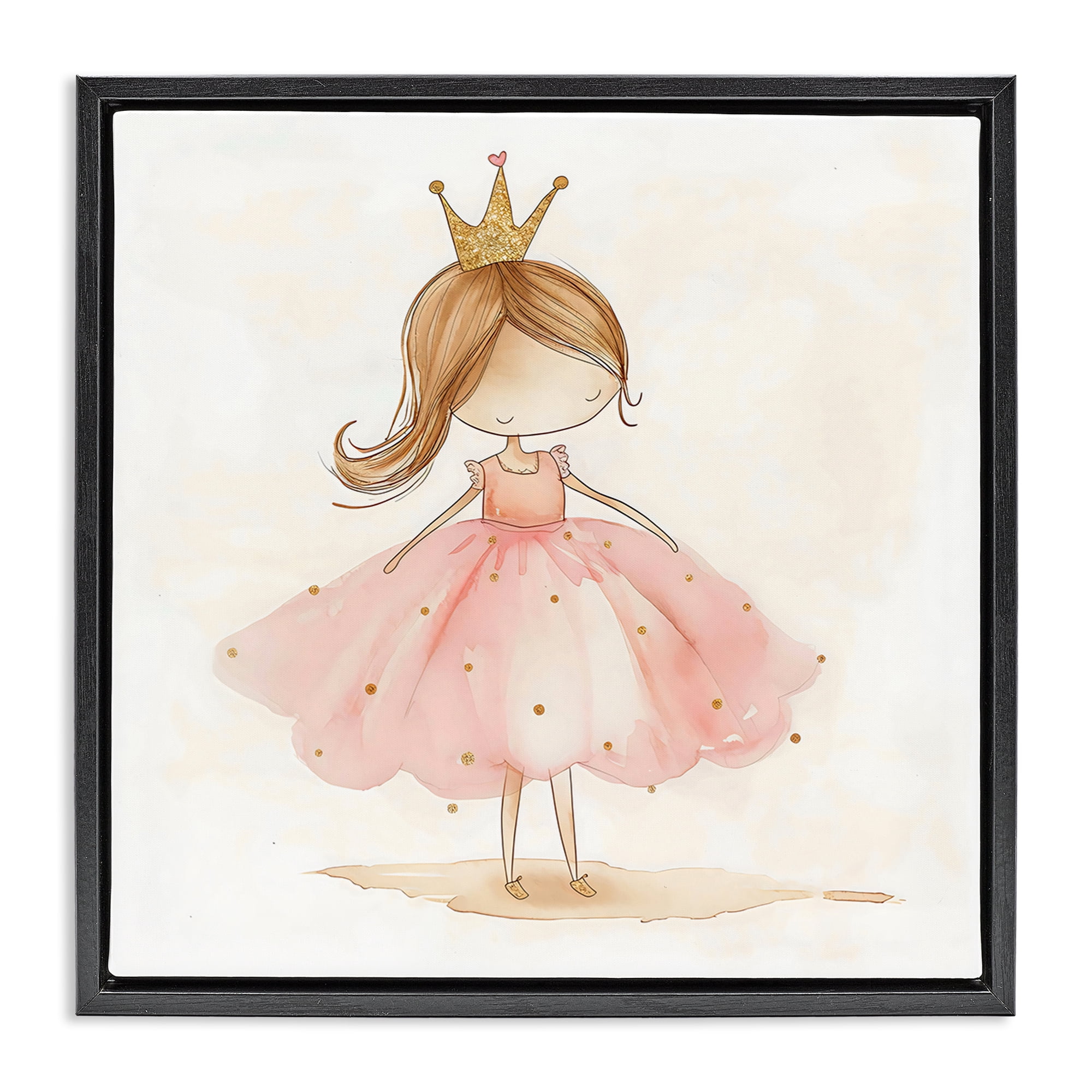 Stupell Industries Little Princess with Crown Black Framed Floater Canvas Wall Art, design by Creative Studio