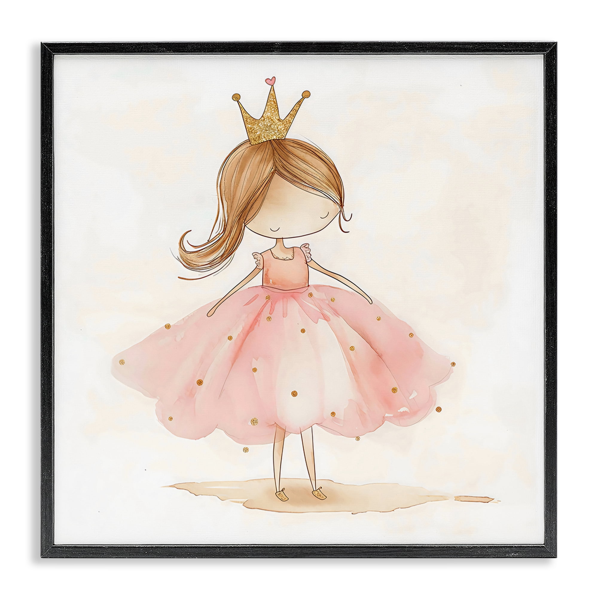 Stupell Industries Little Princess with Crown Black Framed Giclee Art, design by Creative Studio