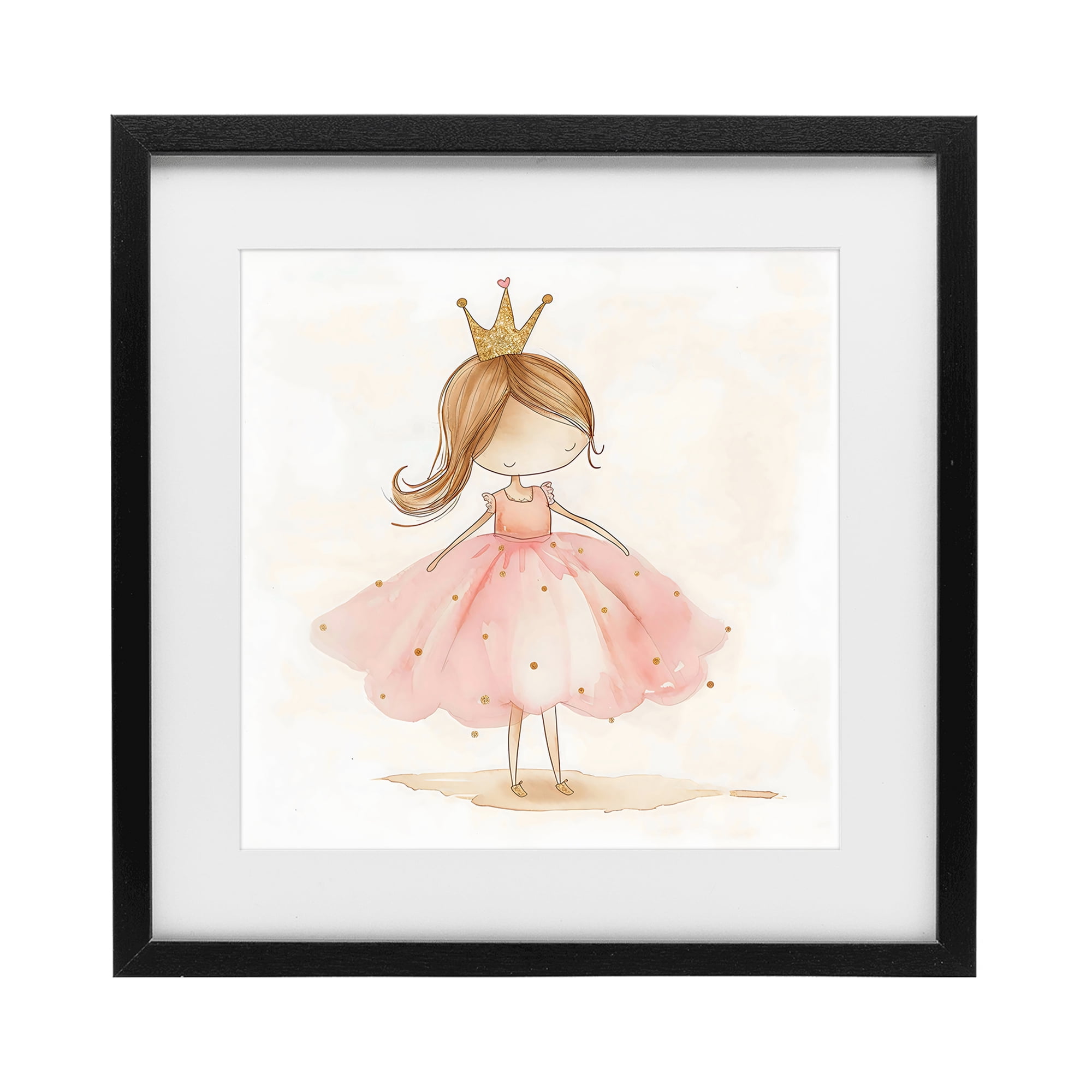 Stupell Industries Little Princess with Crown Black Framed Print Under Glass, design by Creative Studio