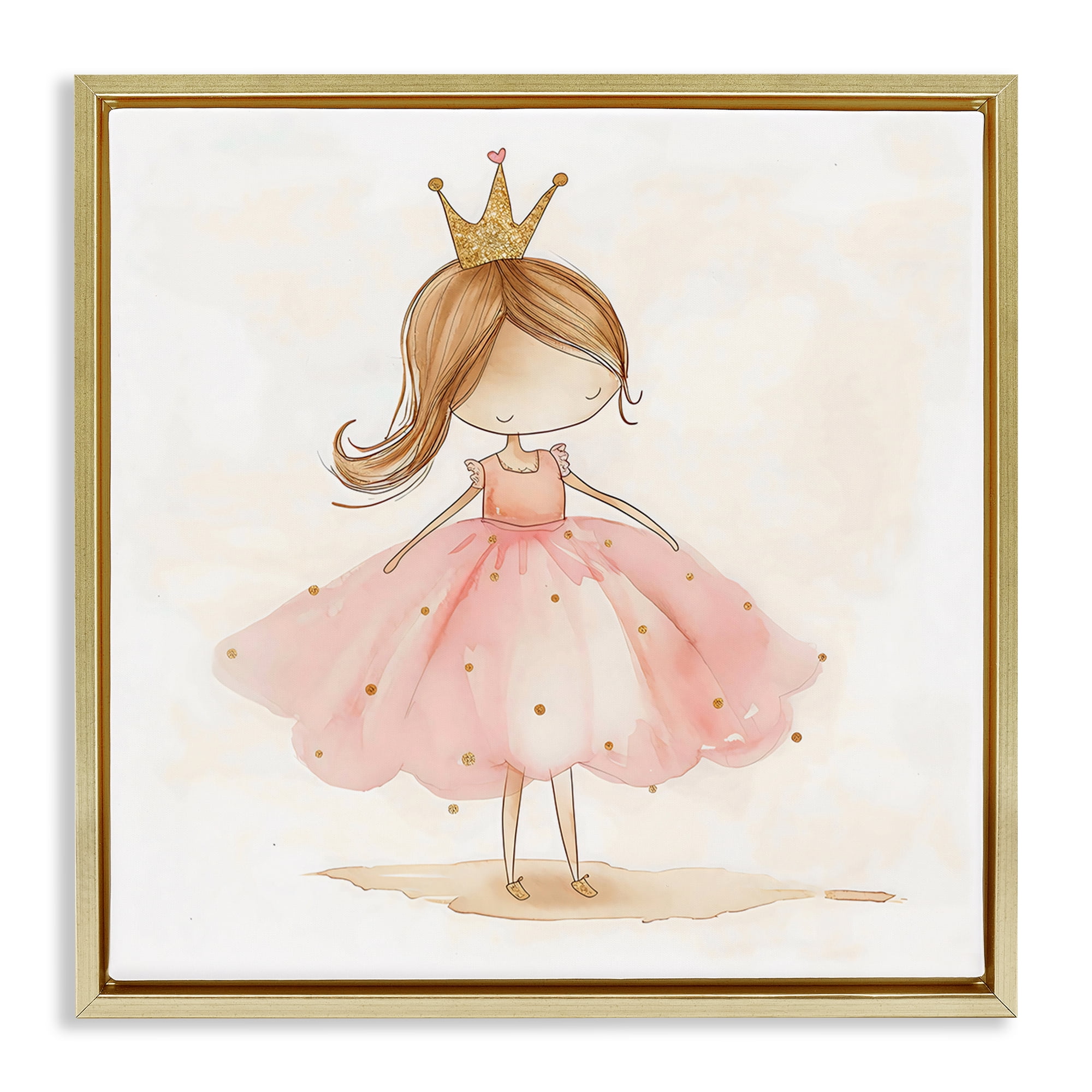 Stupell Industries Little Princess with Crown Gold Framed Floater Canvas Wall Art, design by Creative Studio