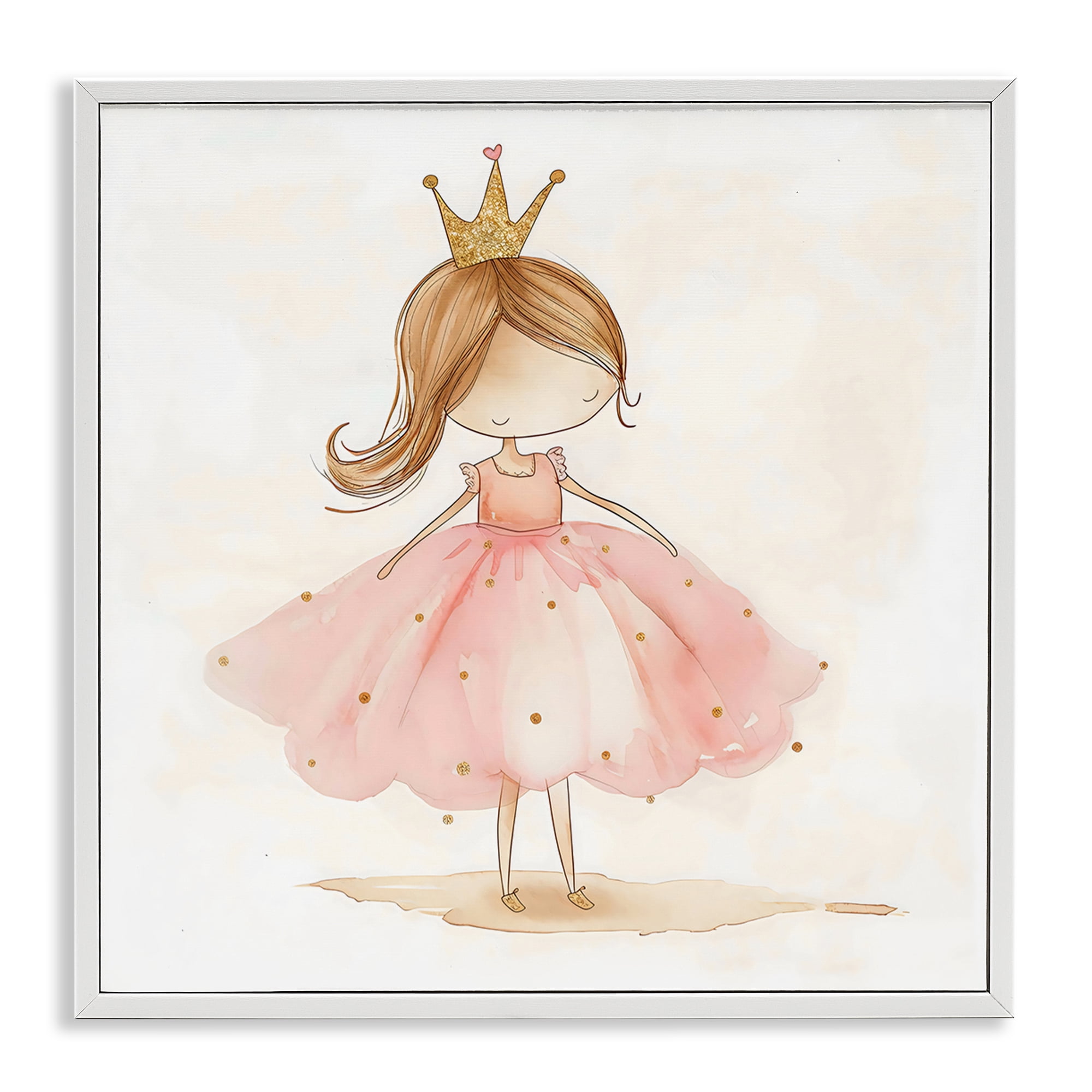 Stupell Industries Little Princess with Crown White Framed Giclee Art, design by Creative Studio