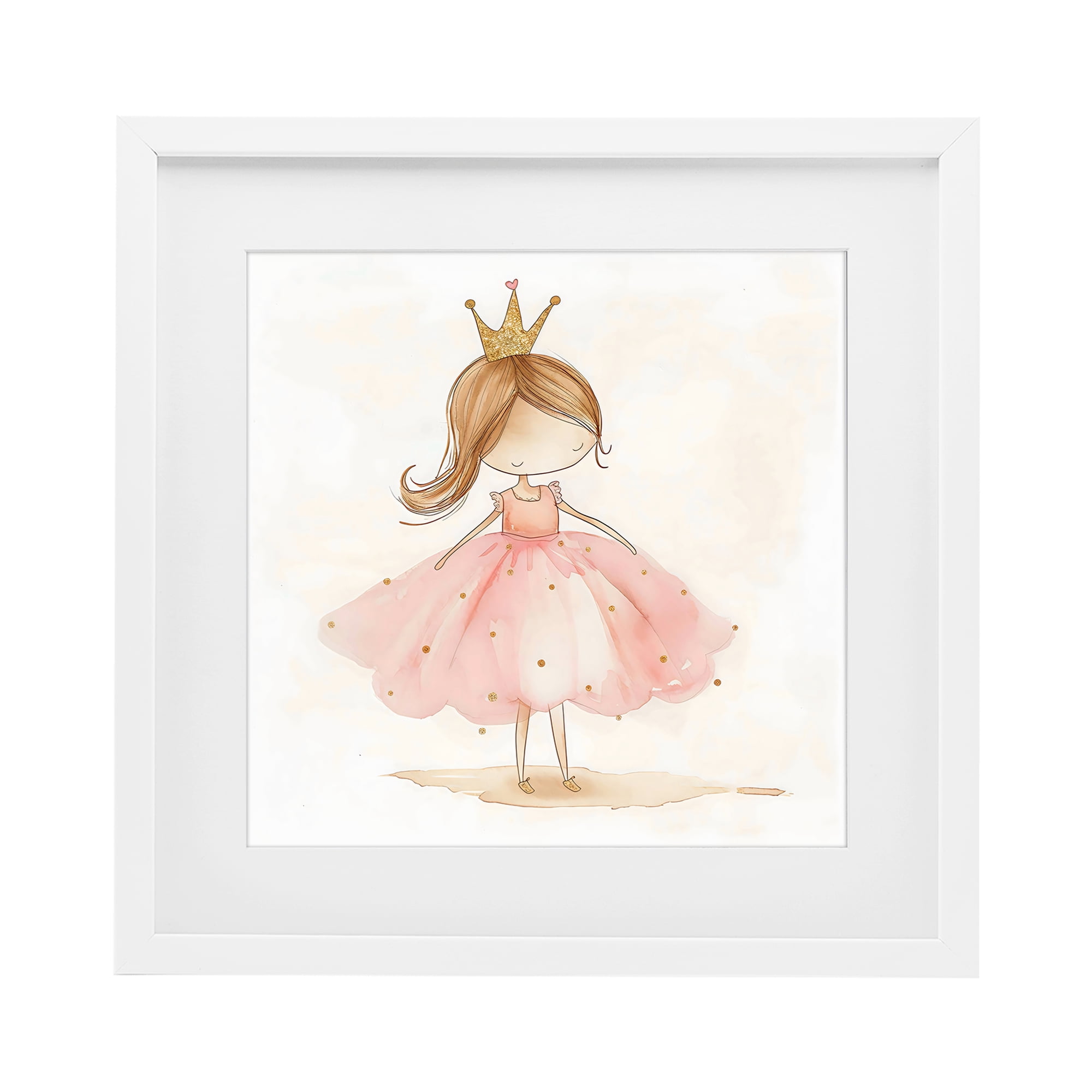Stupell Industries Little Princess with Crown White Framed Print Under Glass, design by Creative Studio