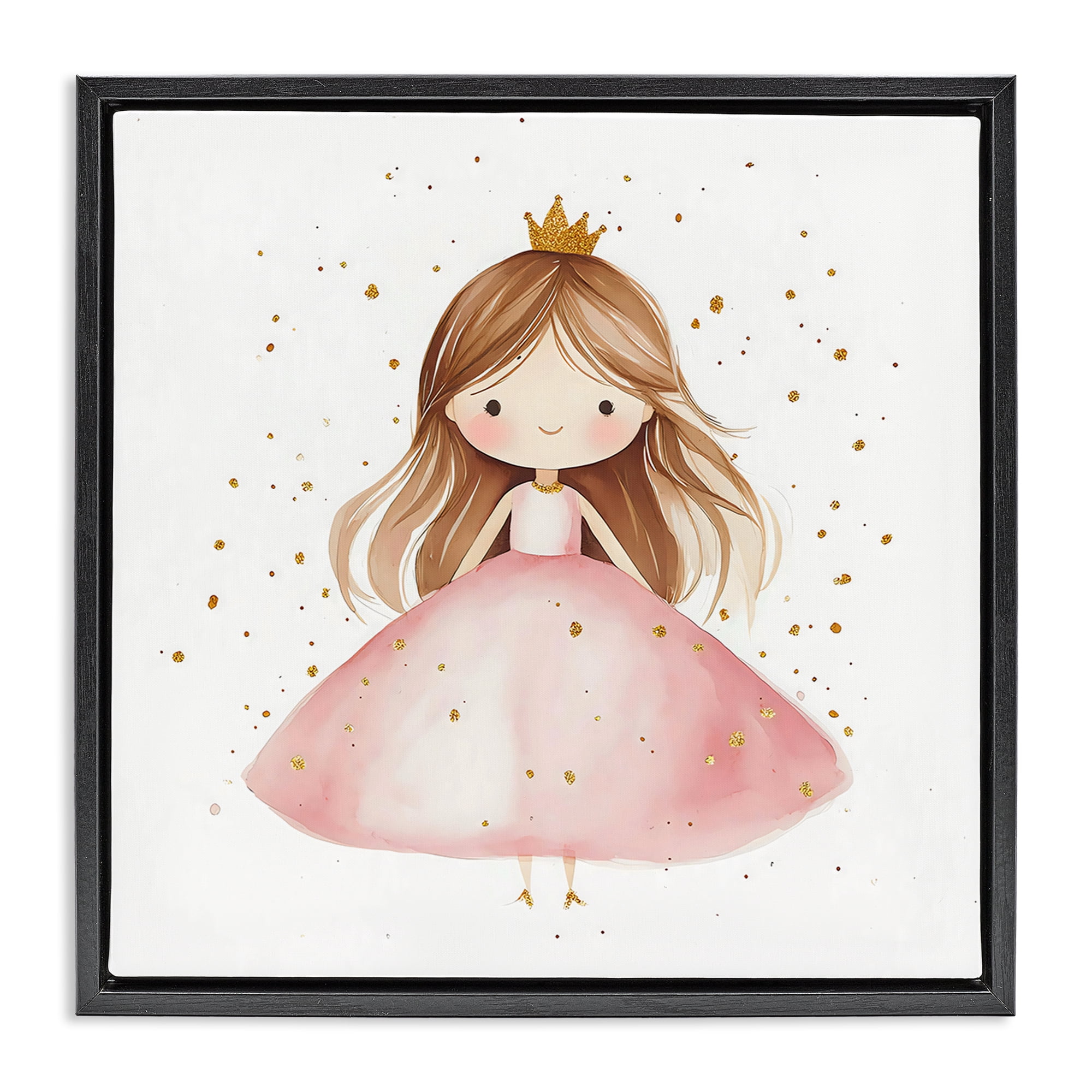 Stupell Industries Little Princess with Pink Gown Black Framed Floater Canvas Wall Art, design by Creative Studio