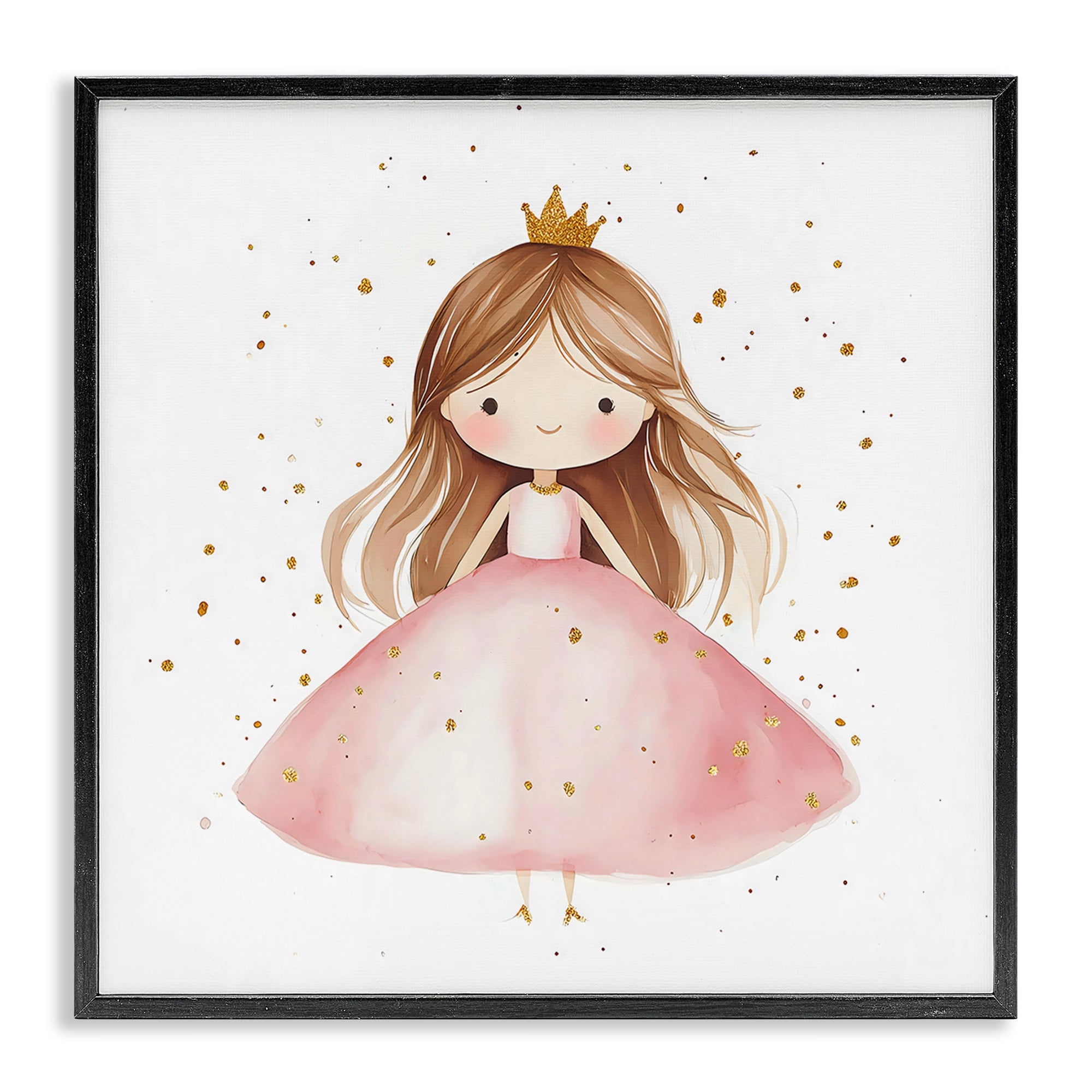 Stupell Industries Little Princess with Pink Gown Black Framed Giclee Art, design by Creative Studio