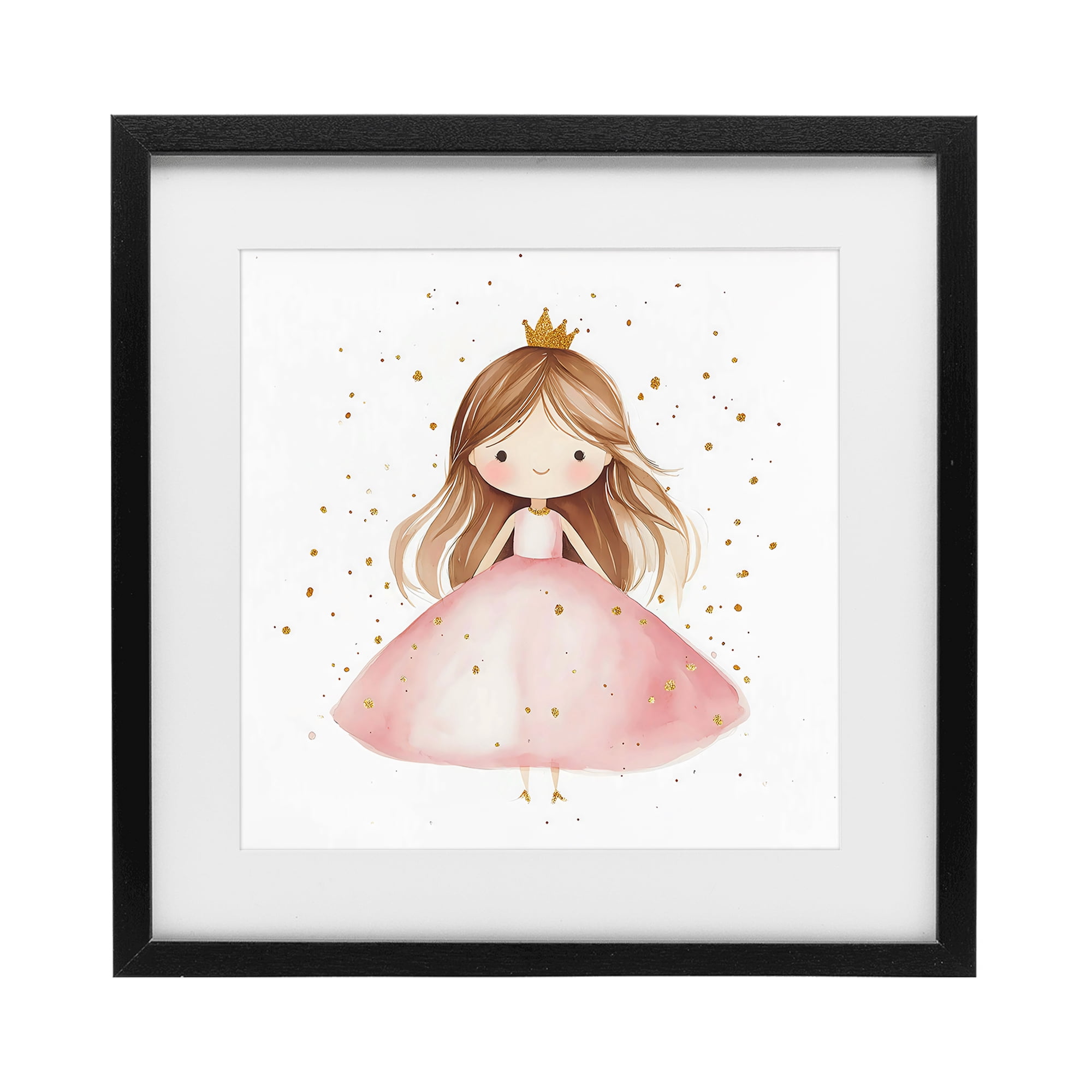 Stupell Industries Little Princess with Pink Gown Black Framed Print Under Glass, design by Creative Studio